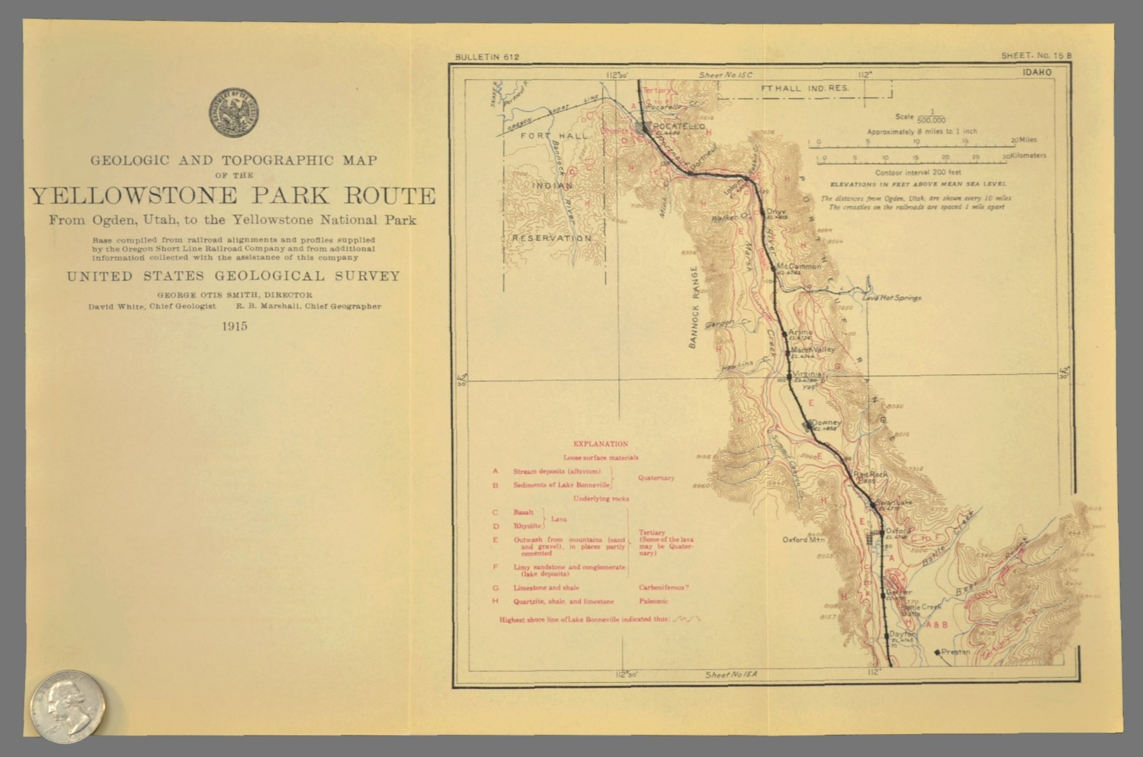 1915 Antique Union Pacific Railroad Map Pocatello Idaho Fort Hall Reservation