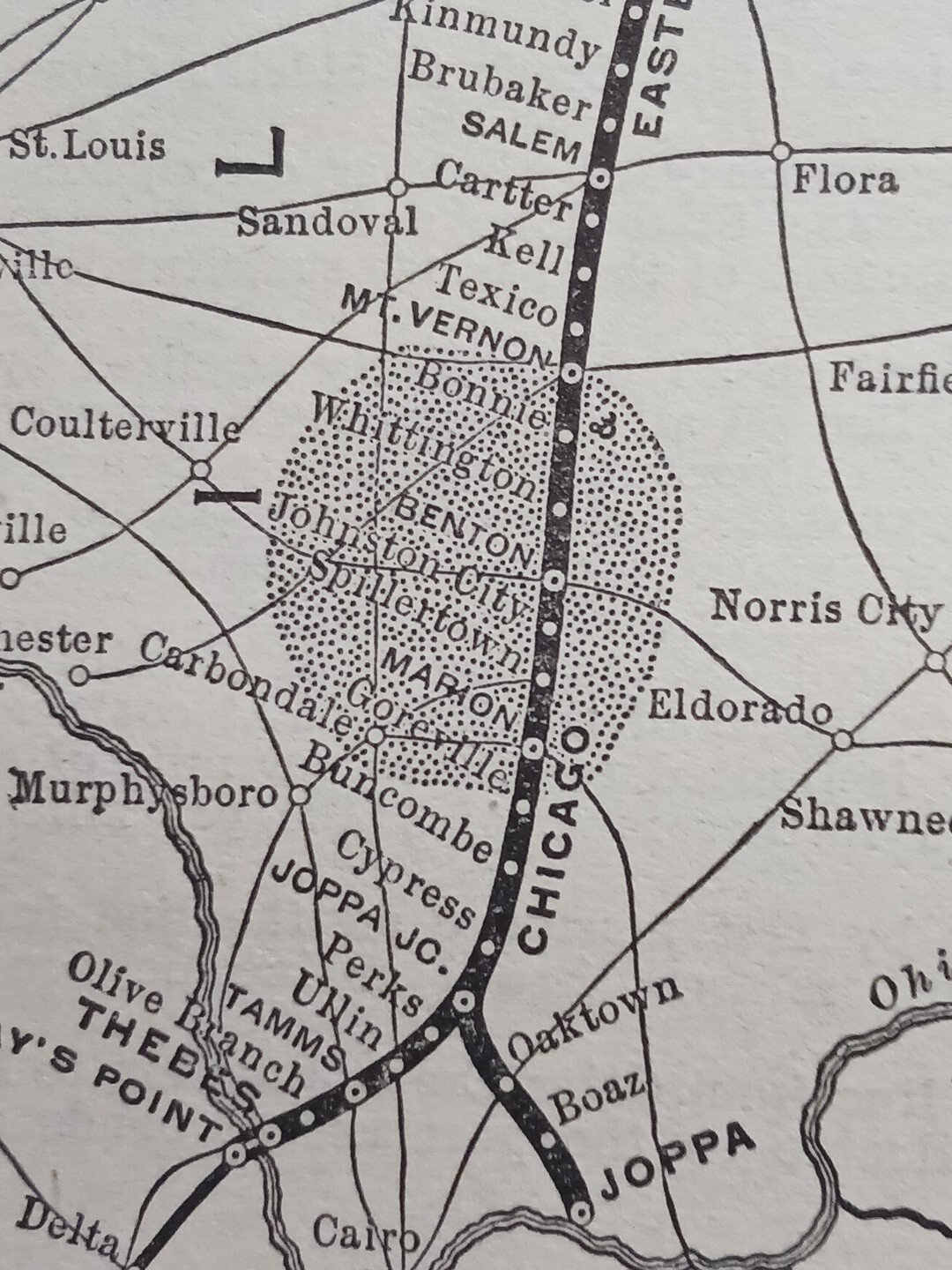 1902 Train Route Map CHICAGO & EASTERN ILLINOIS RAILROAD Coal Territory Indiana