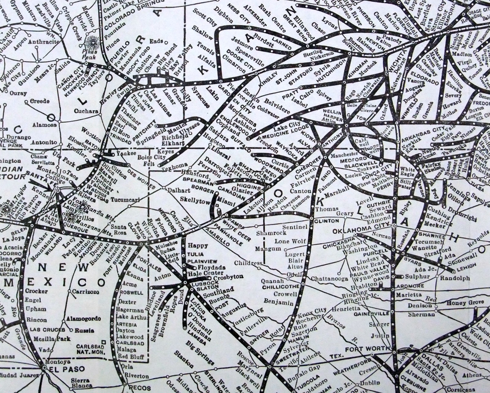 Atchison Topeka & Santa Fe – Original 1929 Railway Map by Poole Bros. Vintage
