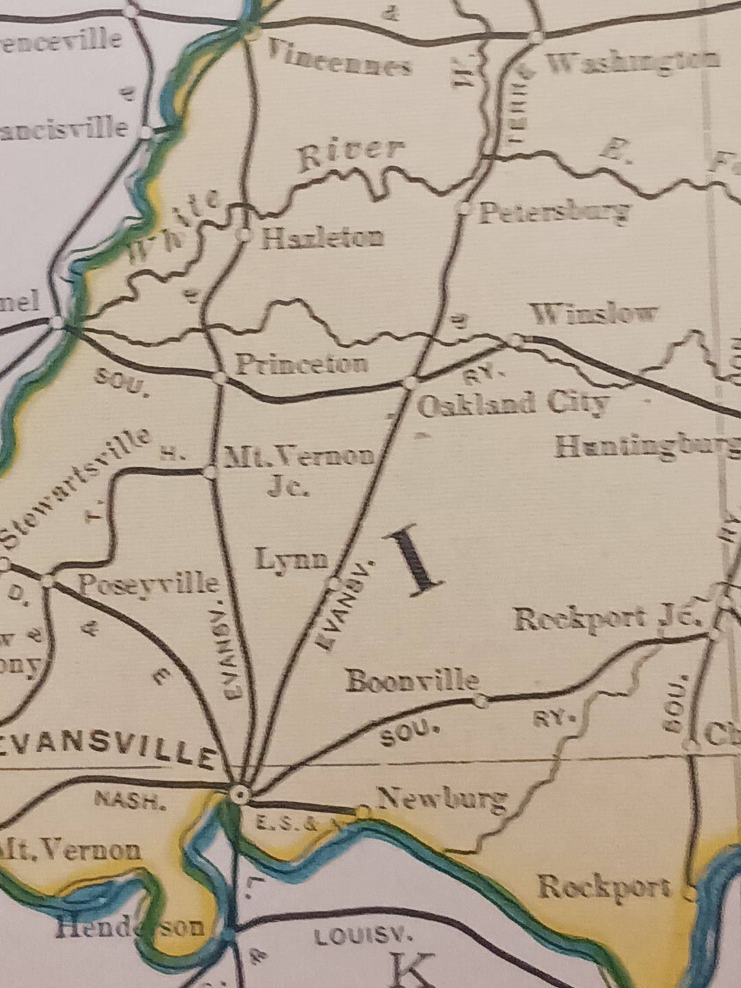 1905 Dated Train Route Map of INDIANA all Railroad Lines 11″x9″ FREE SHIPPING