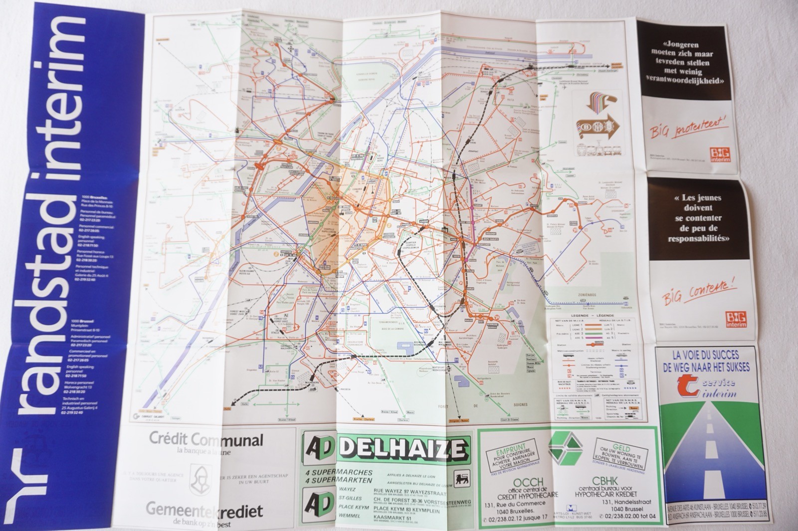 1989 Belgium Brussels Tram Tramways Railway Bus Map