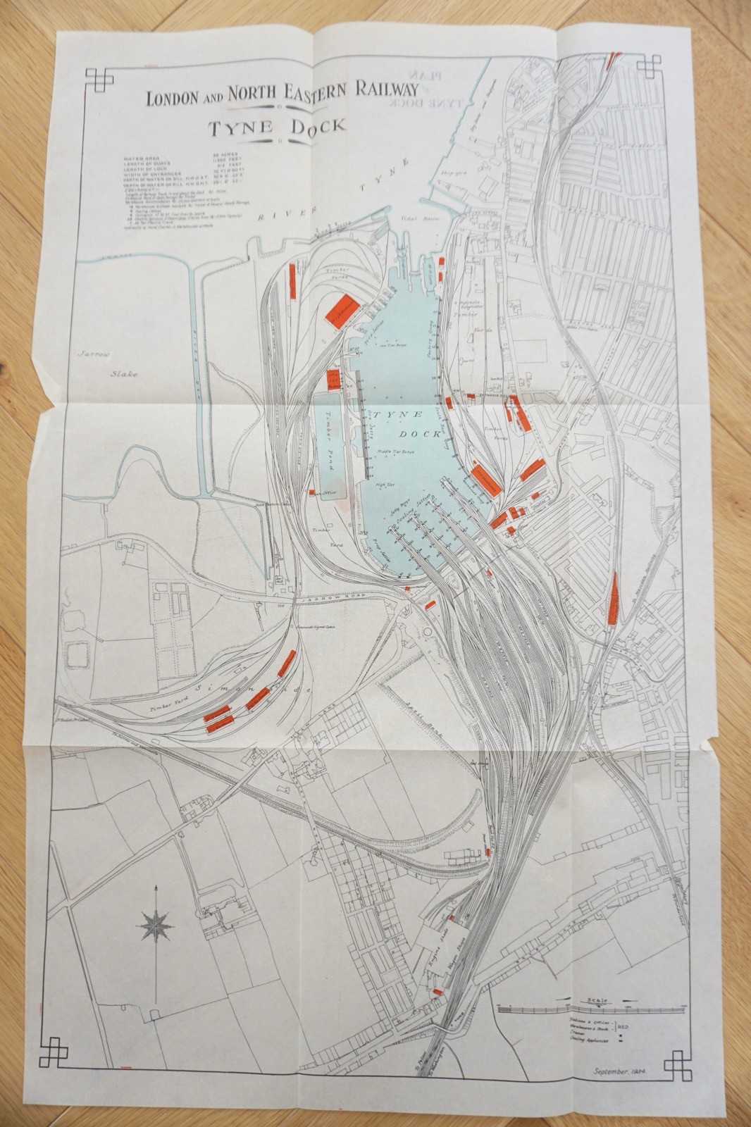 1934 LNER Tyne Dock Railway Plan Map