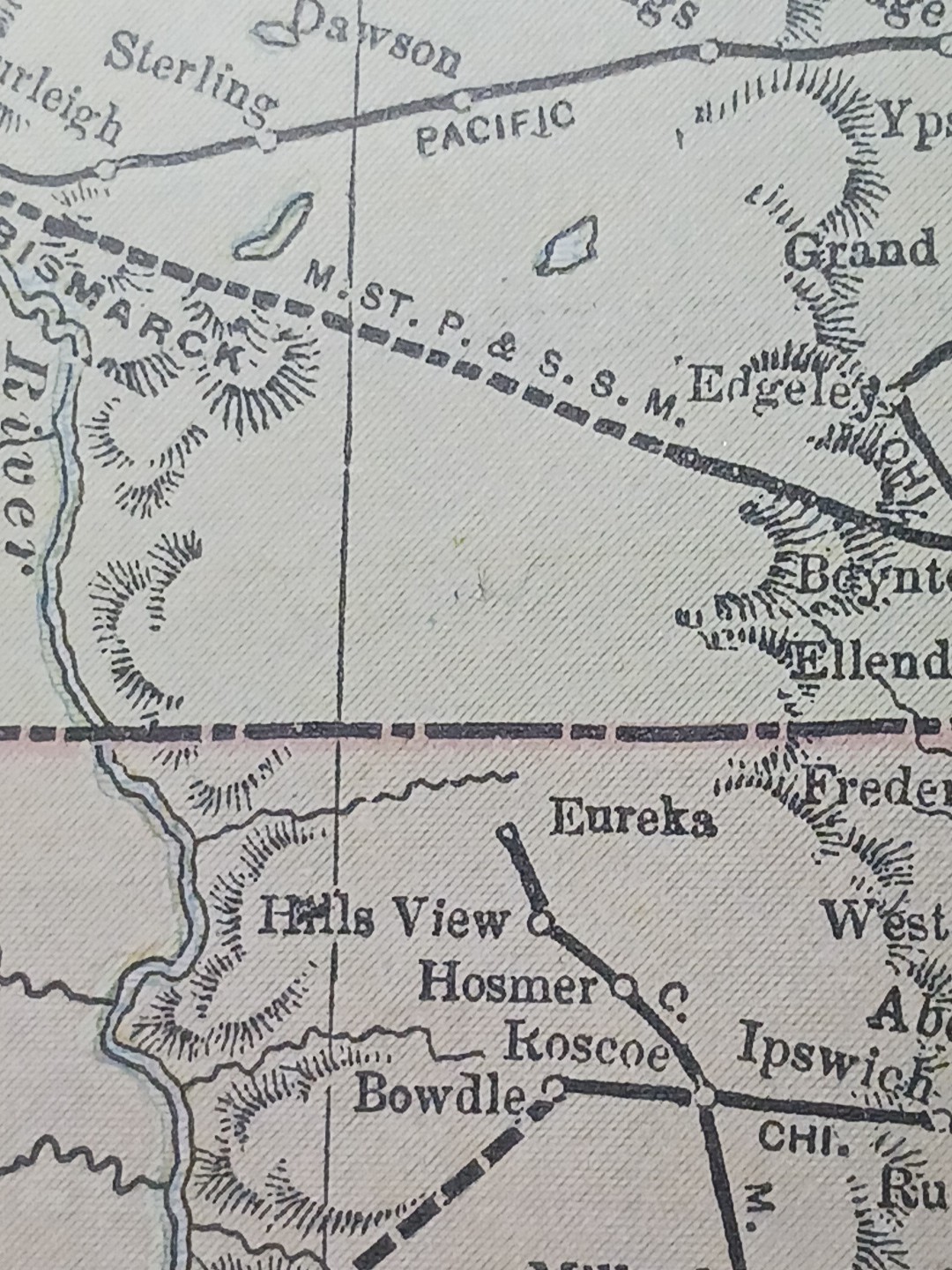 ~1898 Railroad Map Minnesota Dakota ND SD All Train Routes Lines Depots 9×11″