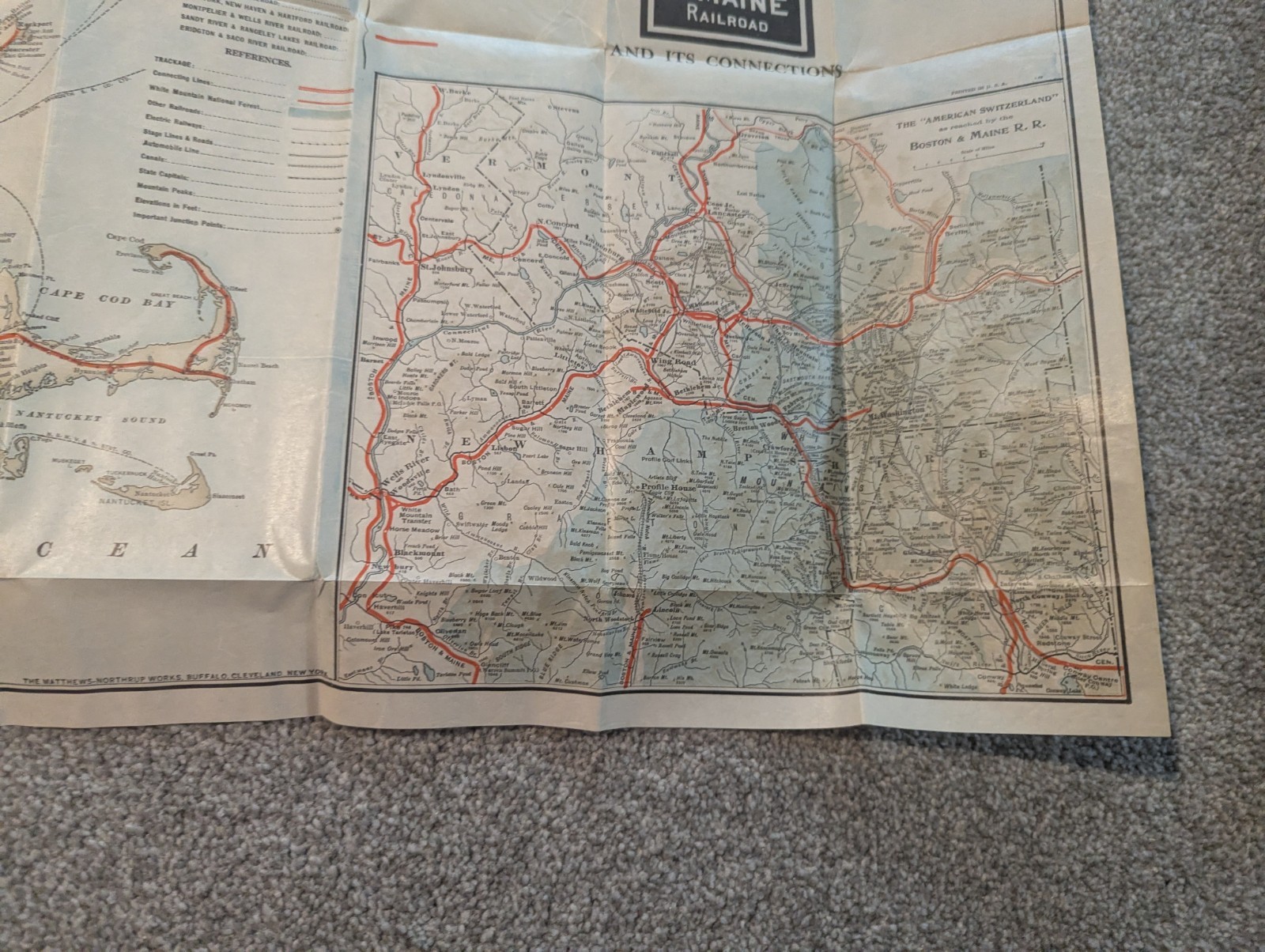 Boston And Maine Railroad Map New England Mountain Lake Seashore Early 1900s
