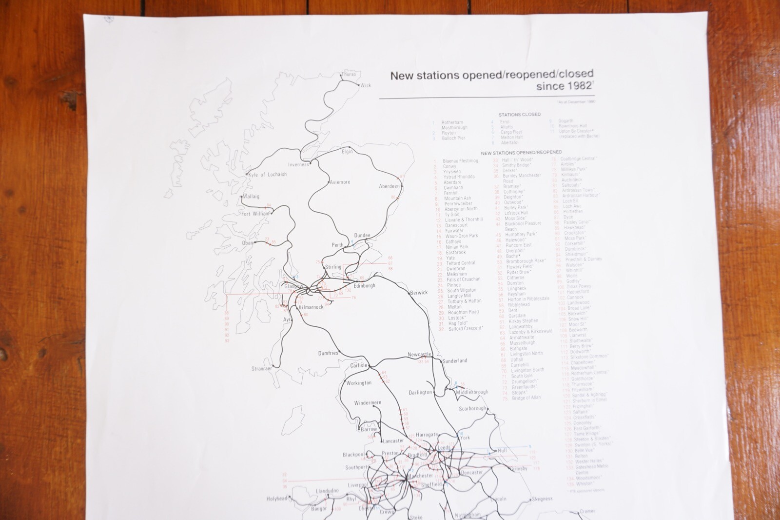 1990 Regional Railway Map Poster All Stations Opened Closed Since 1982