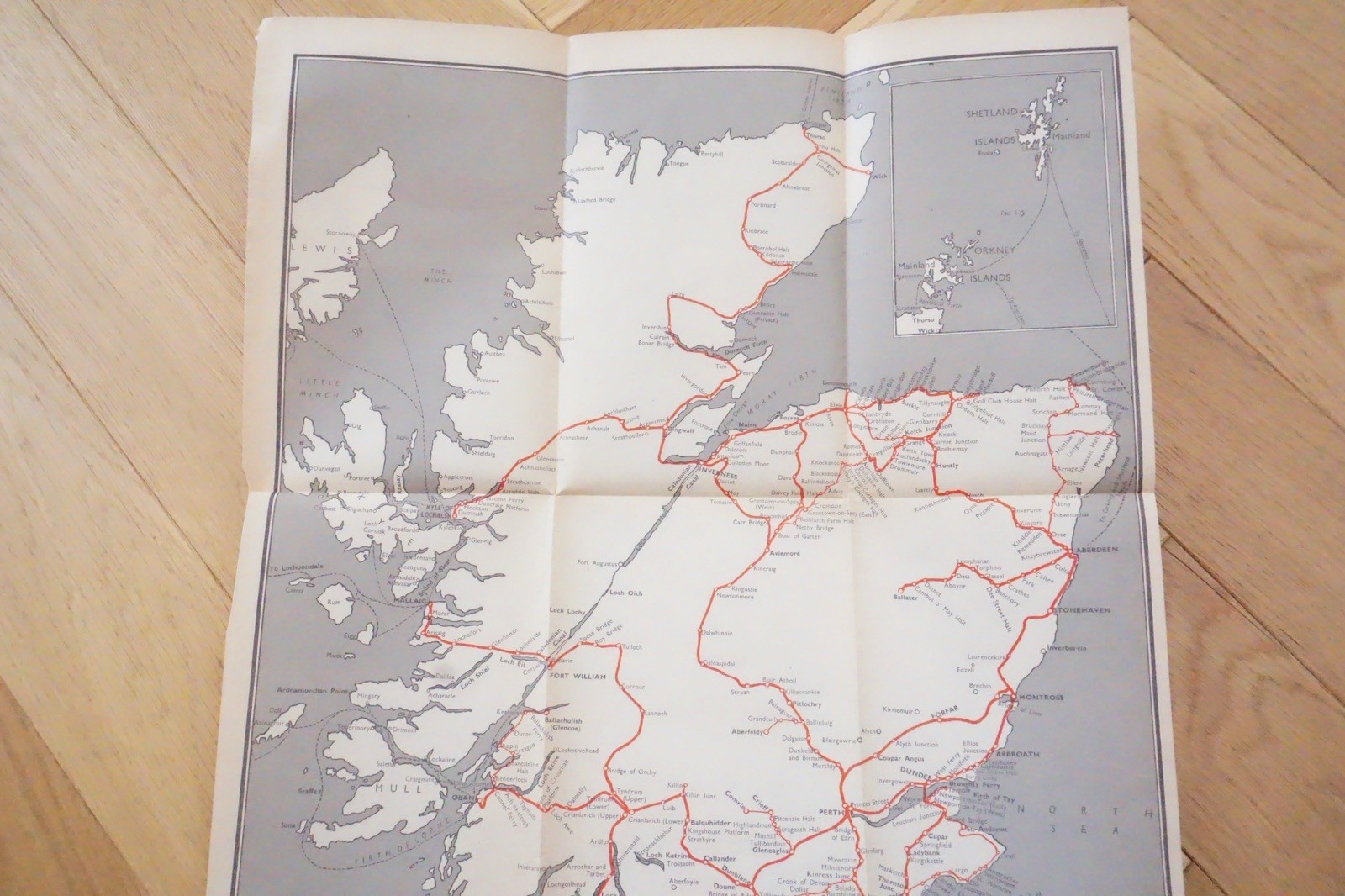 1961 British Rail Scottish Region Passenger Network Railway Map