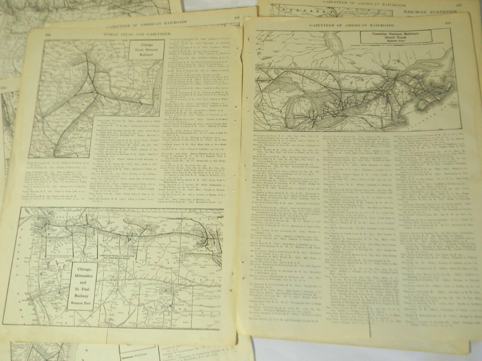 Antique 1920s United States and Canada Railroad Maps from Atlas 25 maps 8 sheets