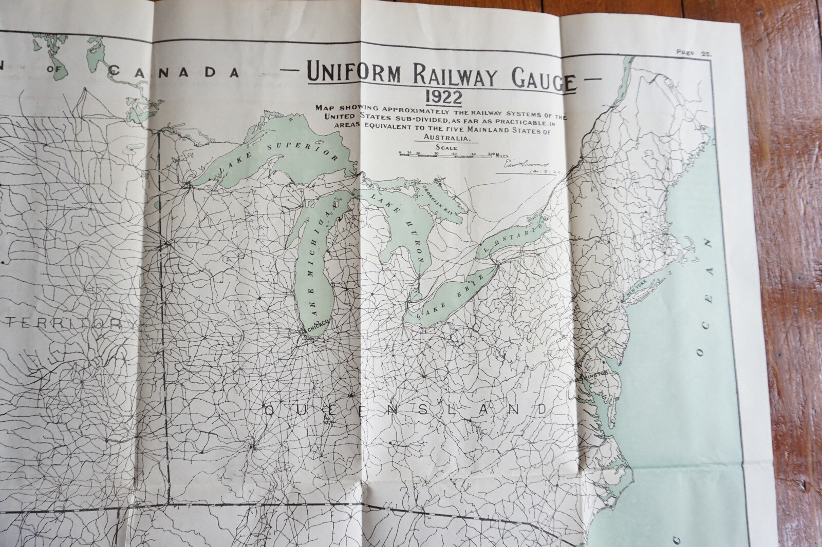 1922 Uniform Gauge USA and Australia Railway Map