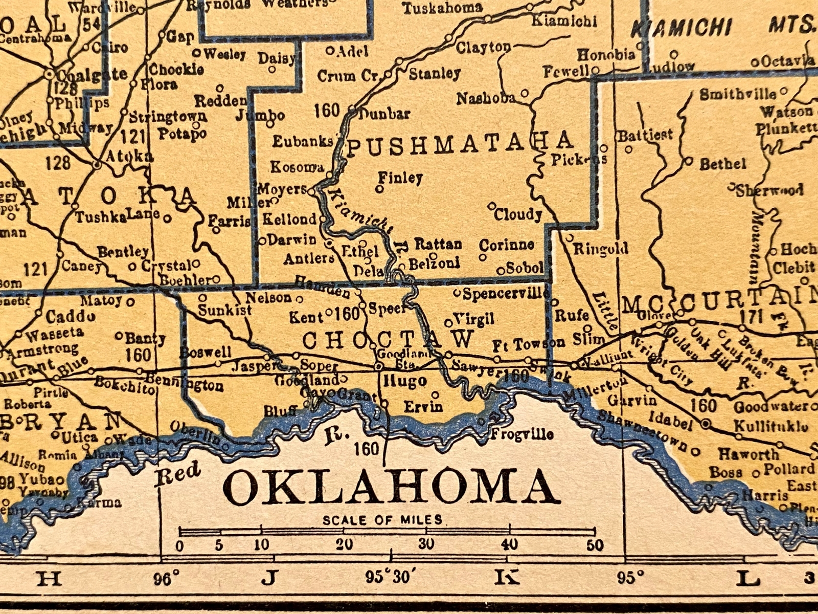 OKLAHOMA & OREGON c 1935 County & Railroad Maps. Hammond & Co. 9×12″ VG-FINE