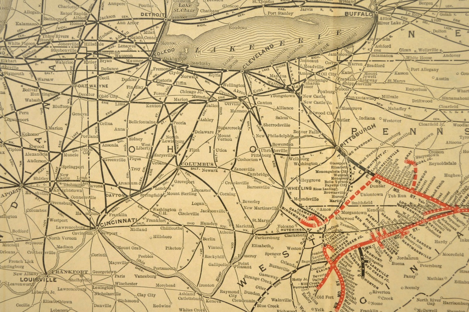Antique WESTERN MARYLAND RAILWAY Map WM Railroad LARGE Mason Dixon Line
