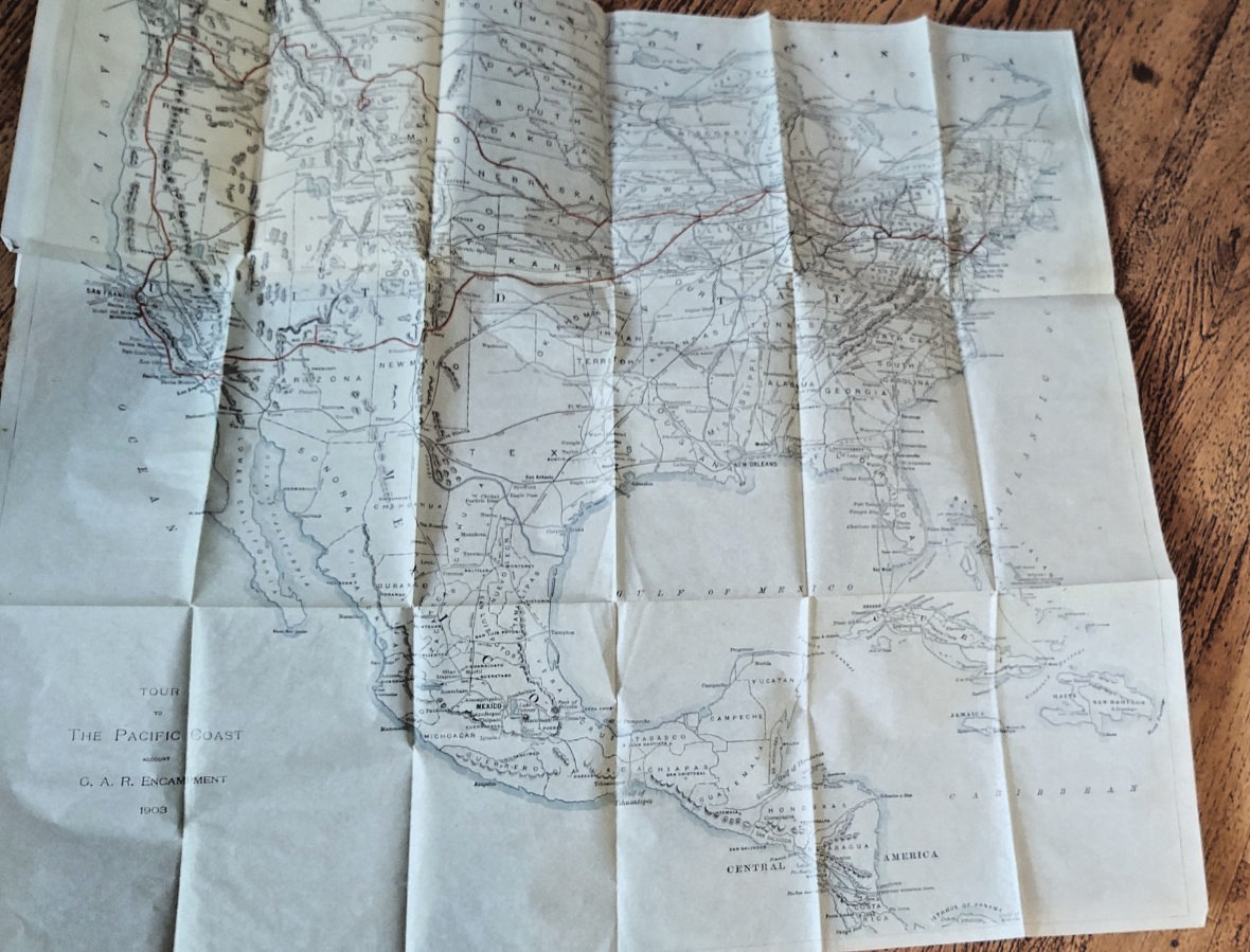 1903 Civil war GAR Books West Coast Yellowstone PRR Pennsylvania Railroad Map !