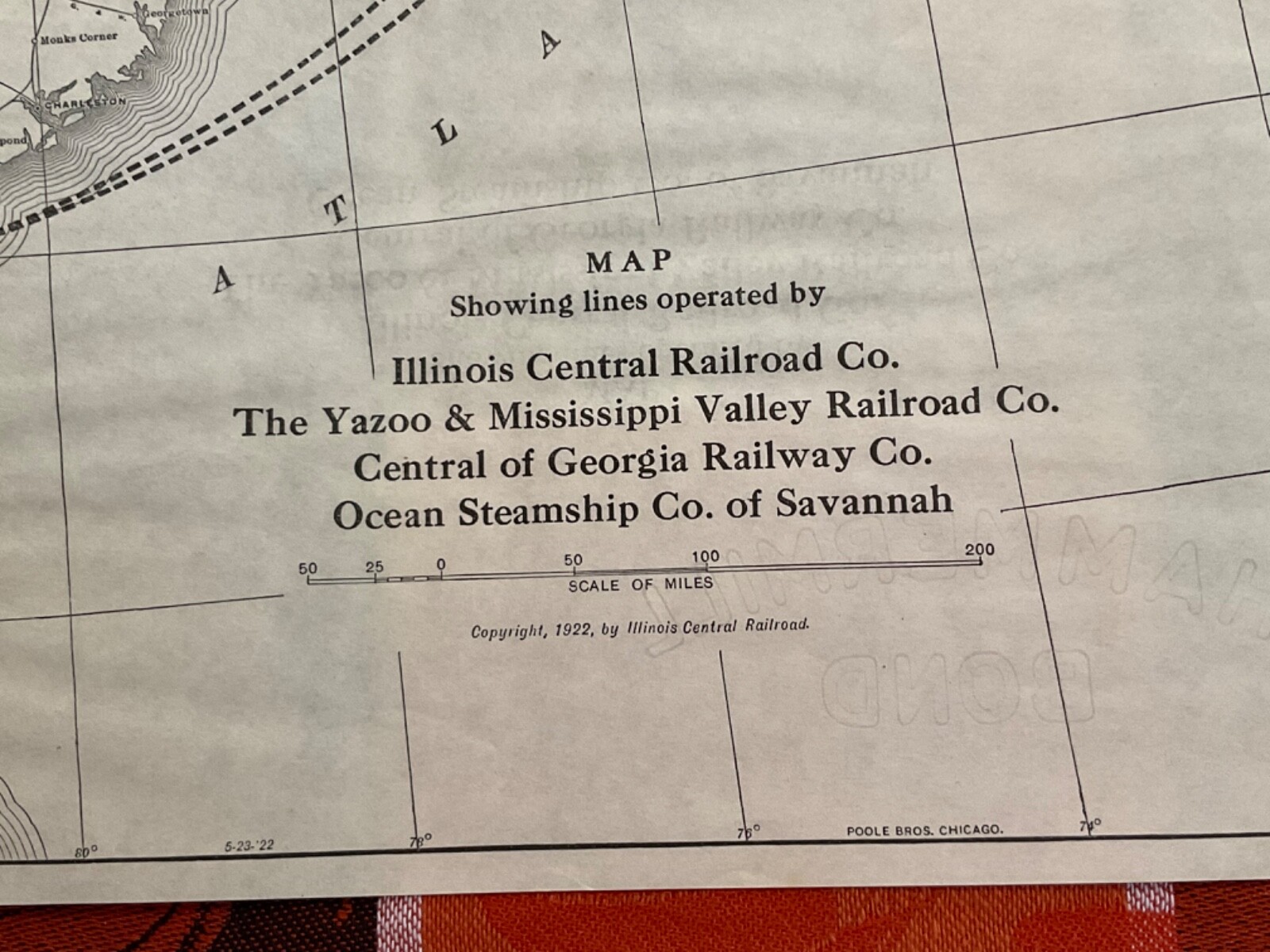 1922 Illinois Central Railroad Map & Gazetteer map page Yazoo Mississippi Valley