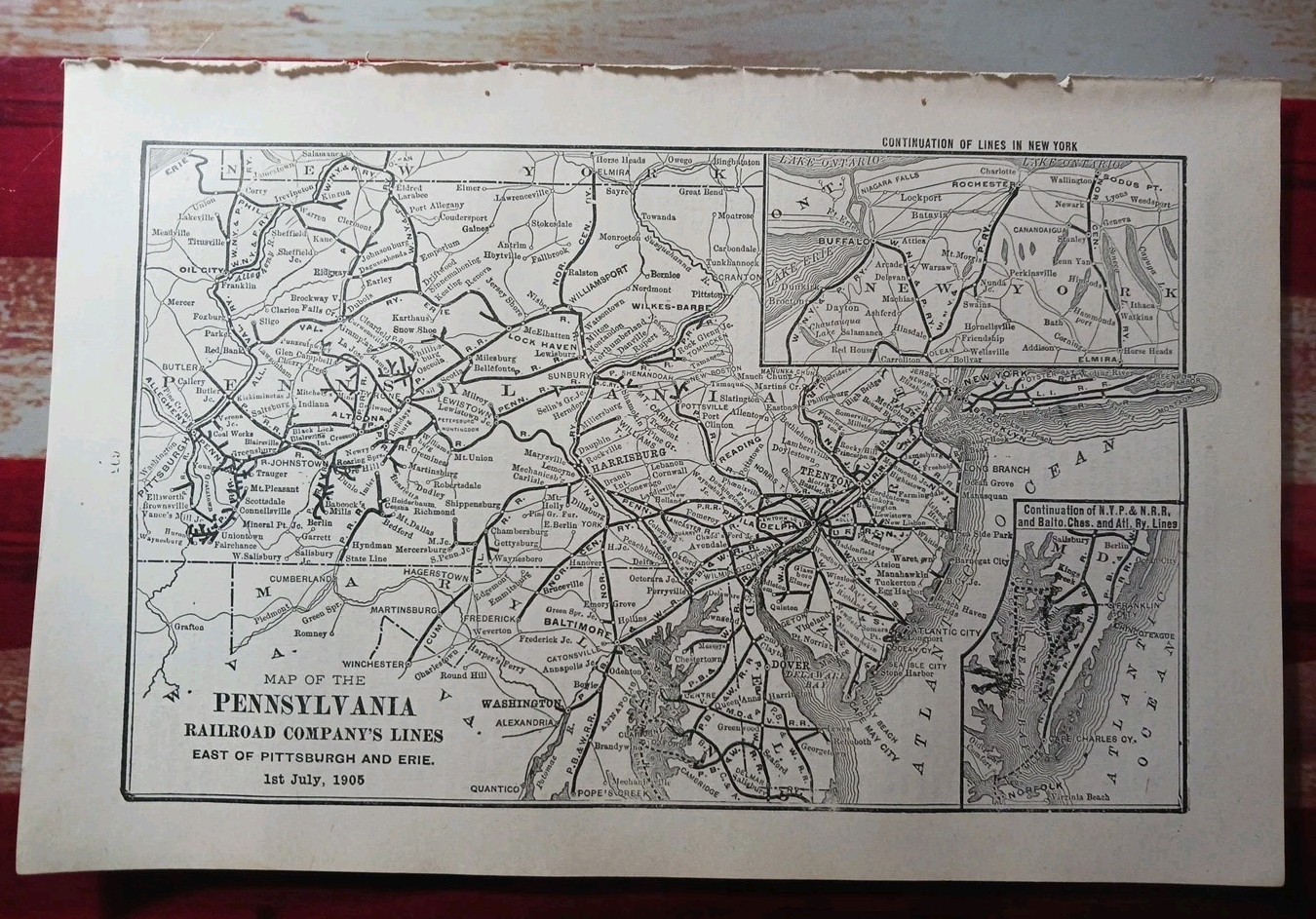 1905 Train Route Map PENNSYLVANIA RAILROAD All Lines East Of Pittsburgh