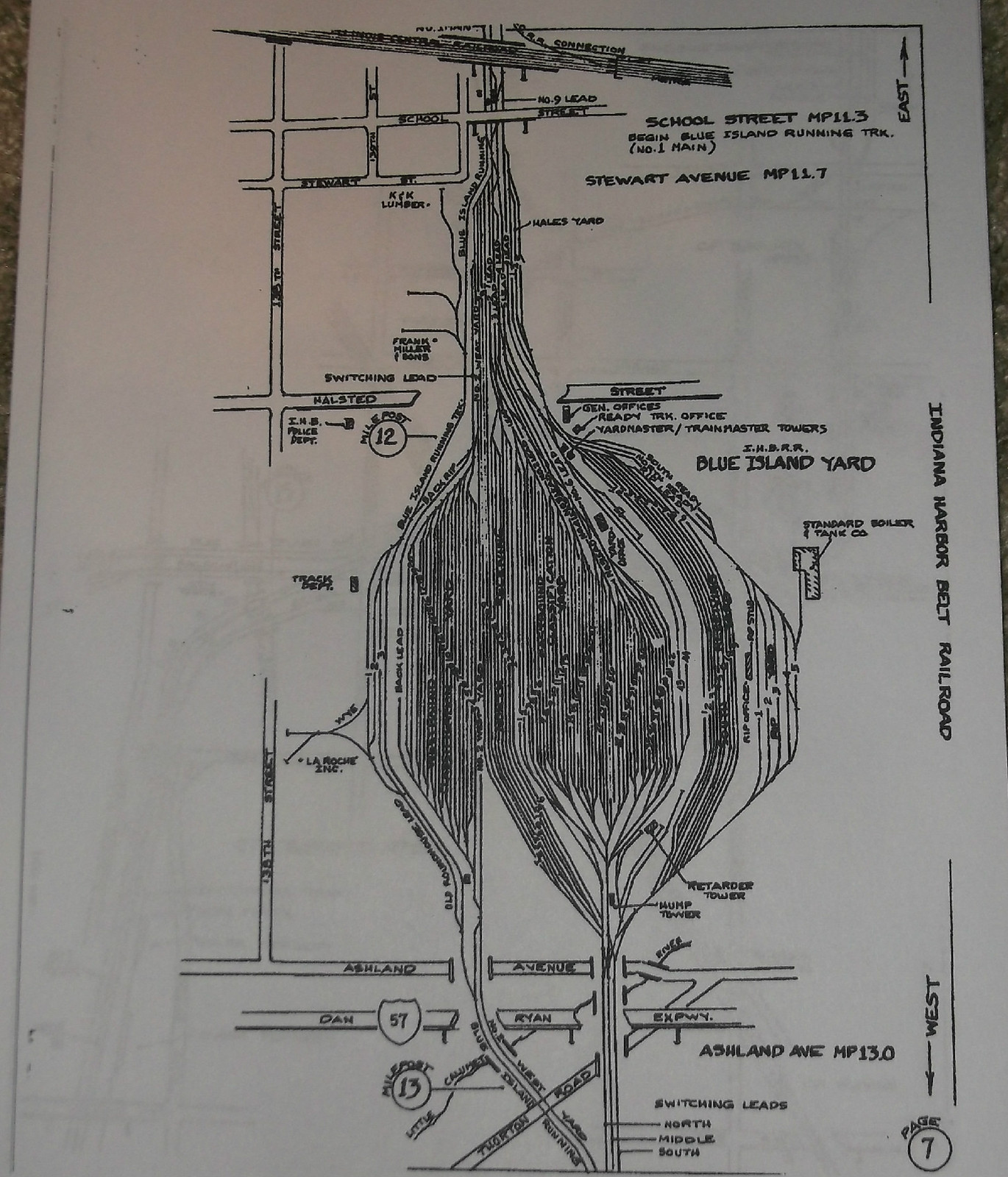 REPRO INDIANA HARBOR BELT IHB 1994 DISPATCHERS TRACK CHART CP UP NS EJ&E IC GTW