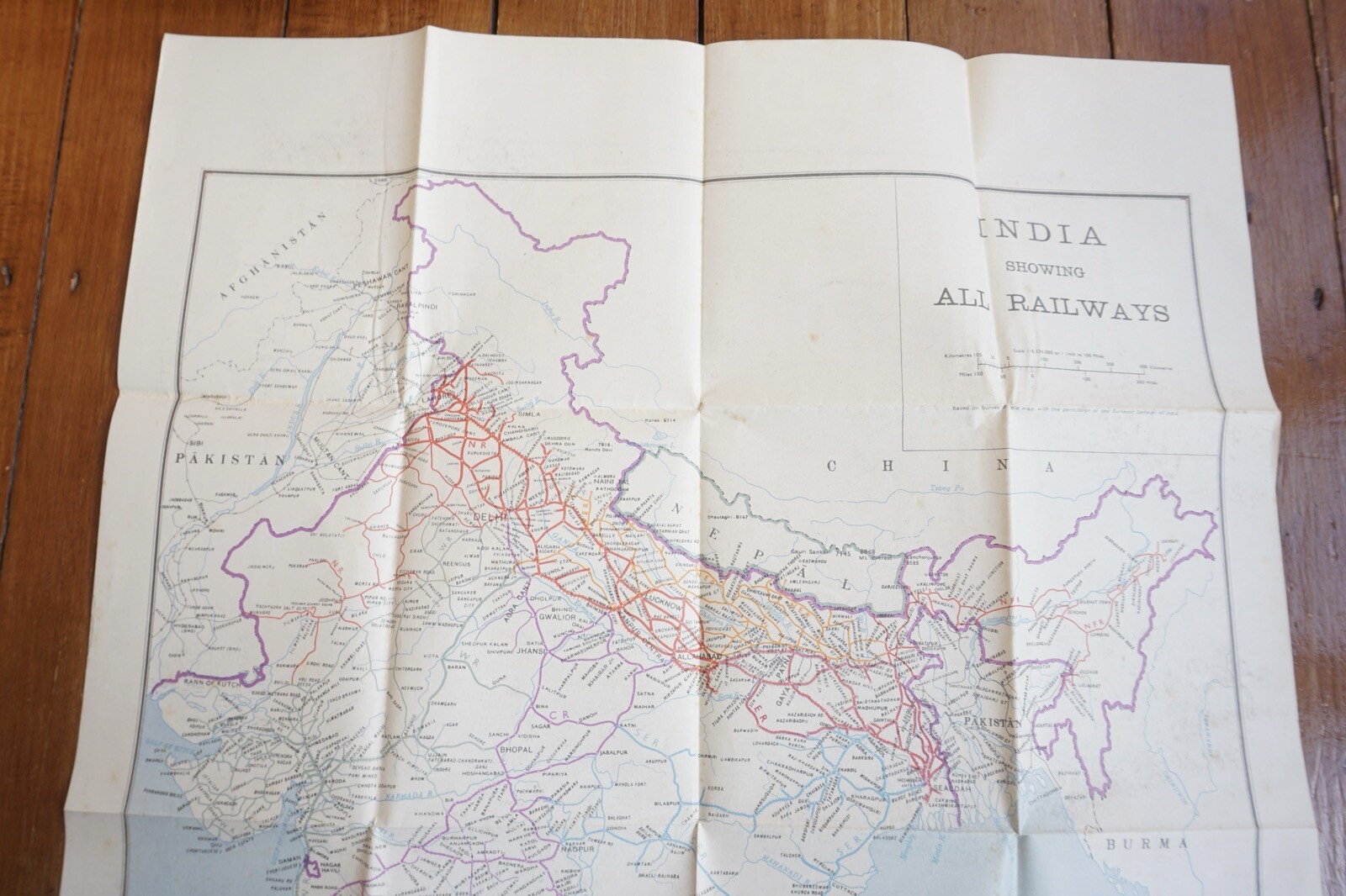 1960 India Large Railway Map Indian Double Sided