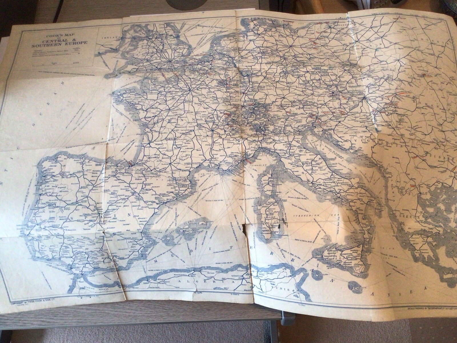Thomas Cook & Son – Map Of Central & Southern Europe – April/May, 1936