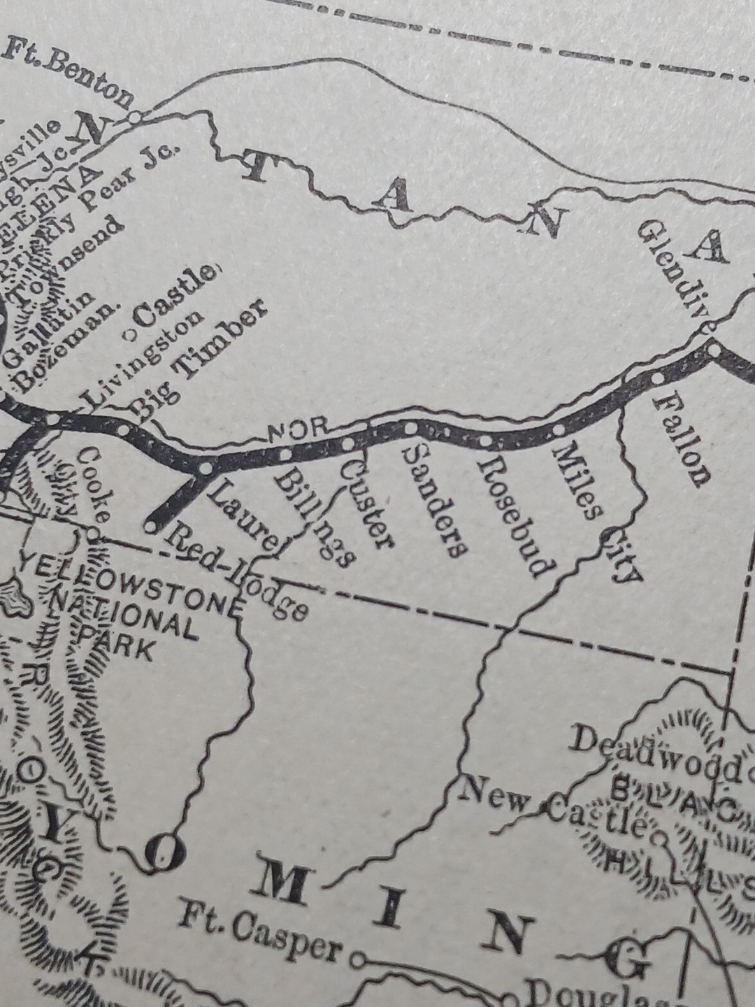 ~1895 Train Route Map NORTHERN PACIFIC RAILROAD all Stations & Lines MT ND WA MN