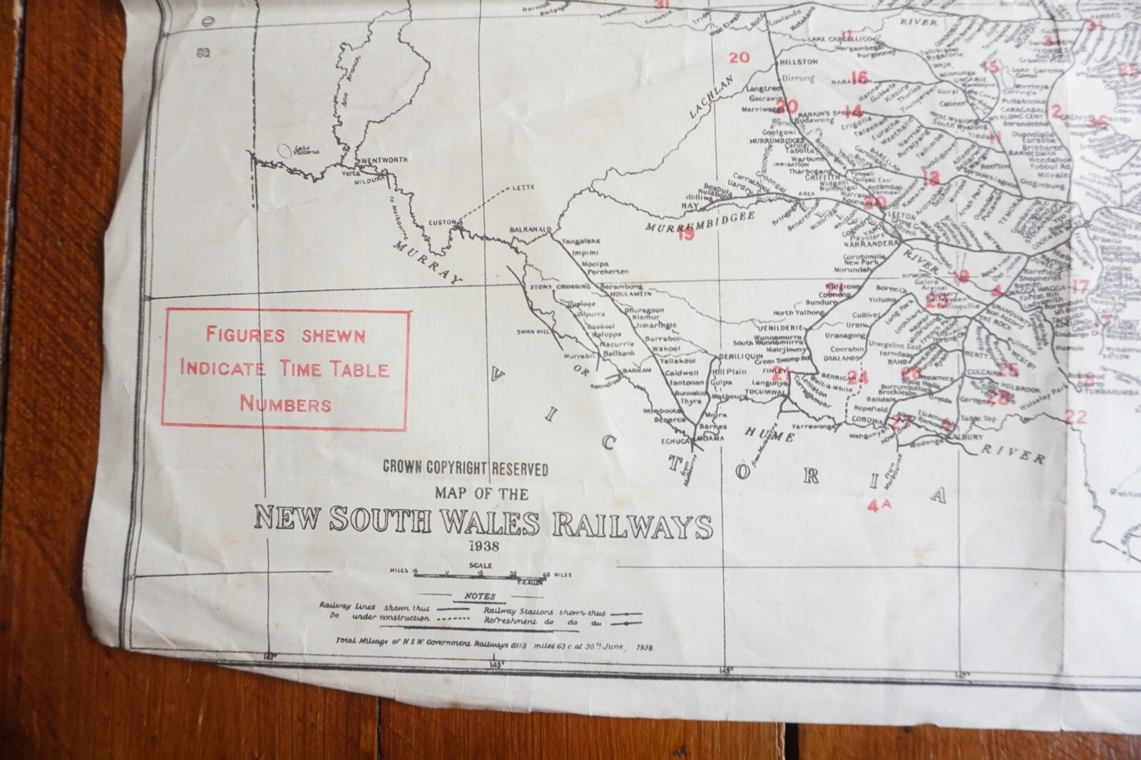 1938 New South Wales Australia Railway System Two Sided Map