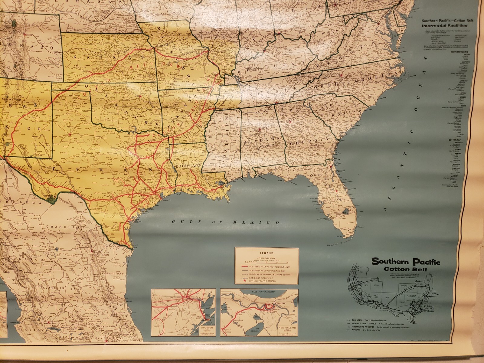 Vintage Sothern Pacific Railroad Cotton belt Map