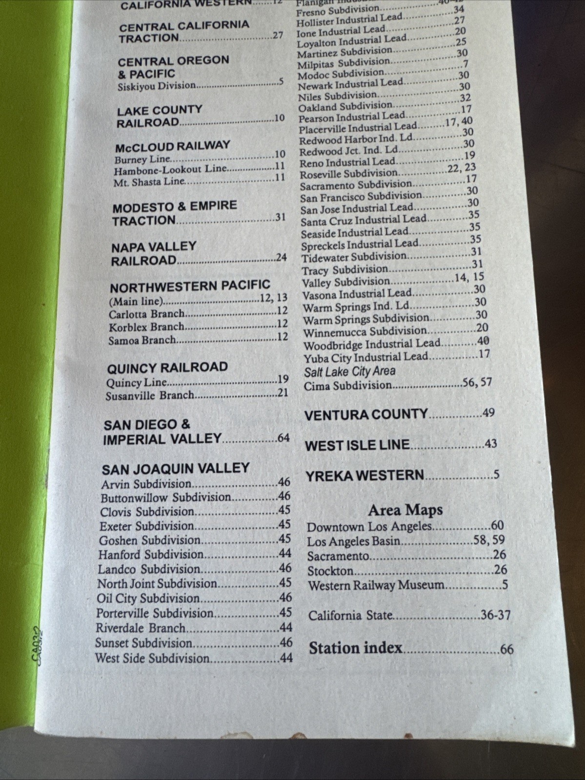 2005 California Railroad Map Pocket Guide. All The State Including Station Index