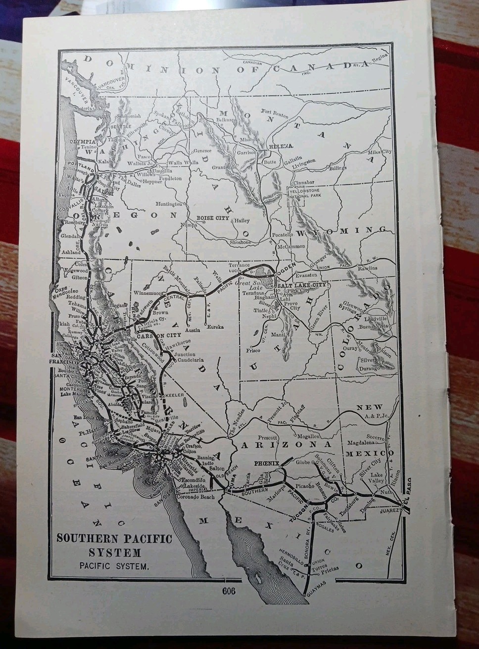 ~1904 Train Route Map SOUTHERN PACIFIC SYSTEM California Arizona Railroad Lines