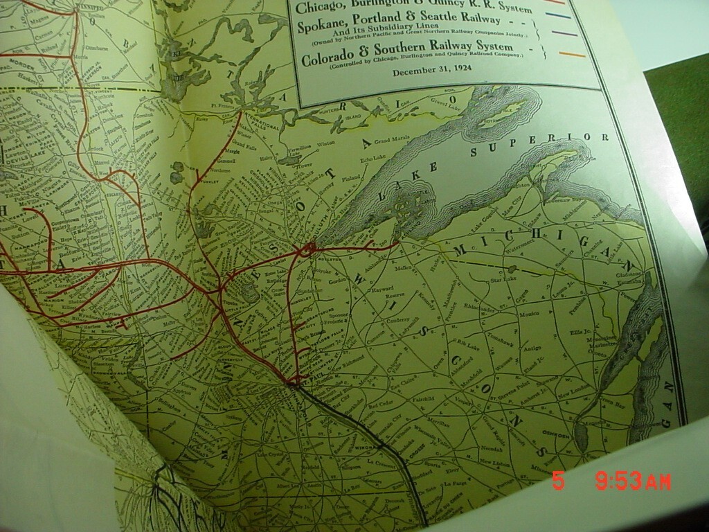 Original 1924 Railroad Map Vintage Railway