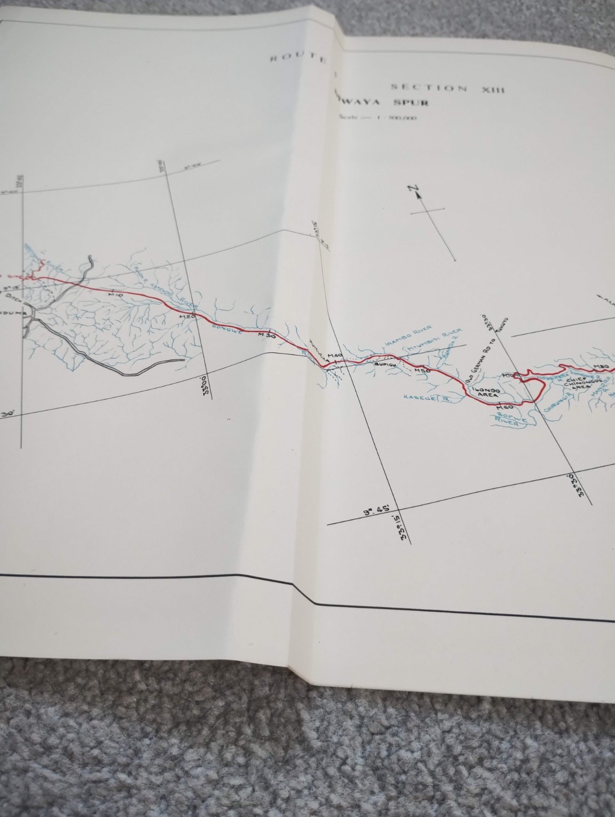 1952 Original East African Railways Map of Route: Mwaya Spur (Tanzania)