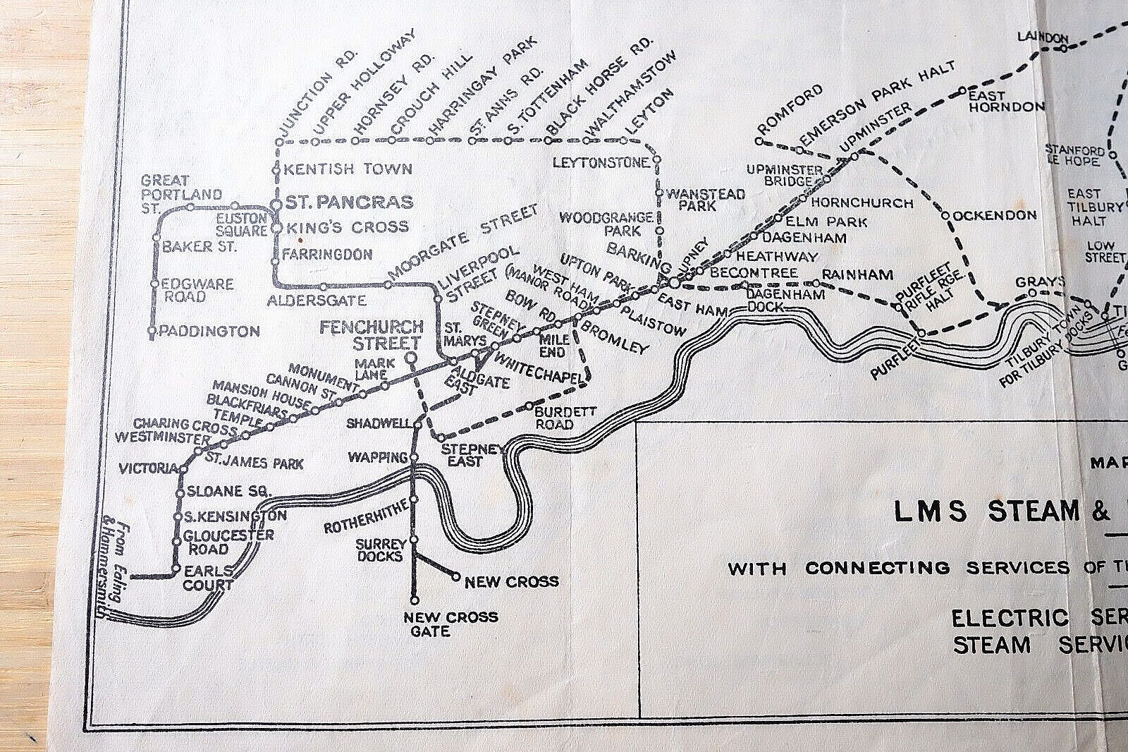 c.1935 MAP LMS STEAM & ELECTRIC SERVCES CONNECTING WITH LPTB inc ST MARYS. 1933-