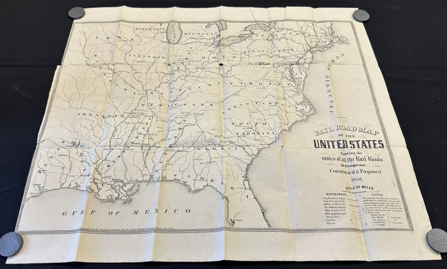 1851 U.S. Railroad Map – Pre-Civil War Western Expansion RARE 25×21” De Bow