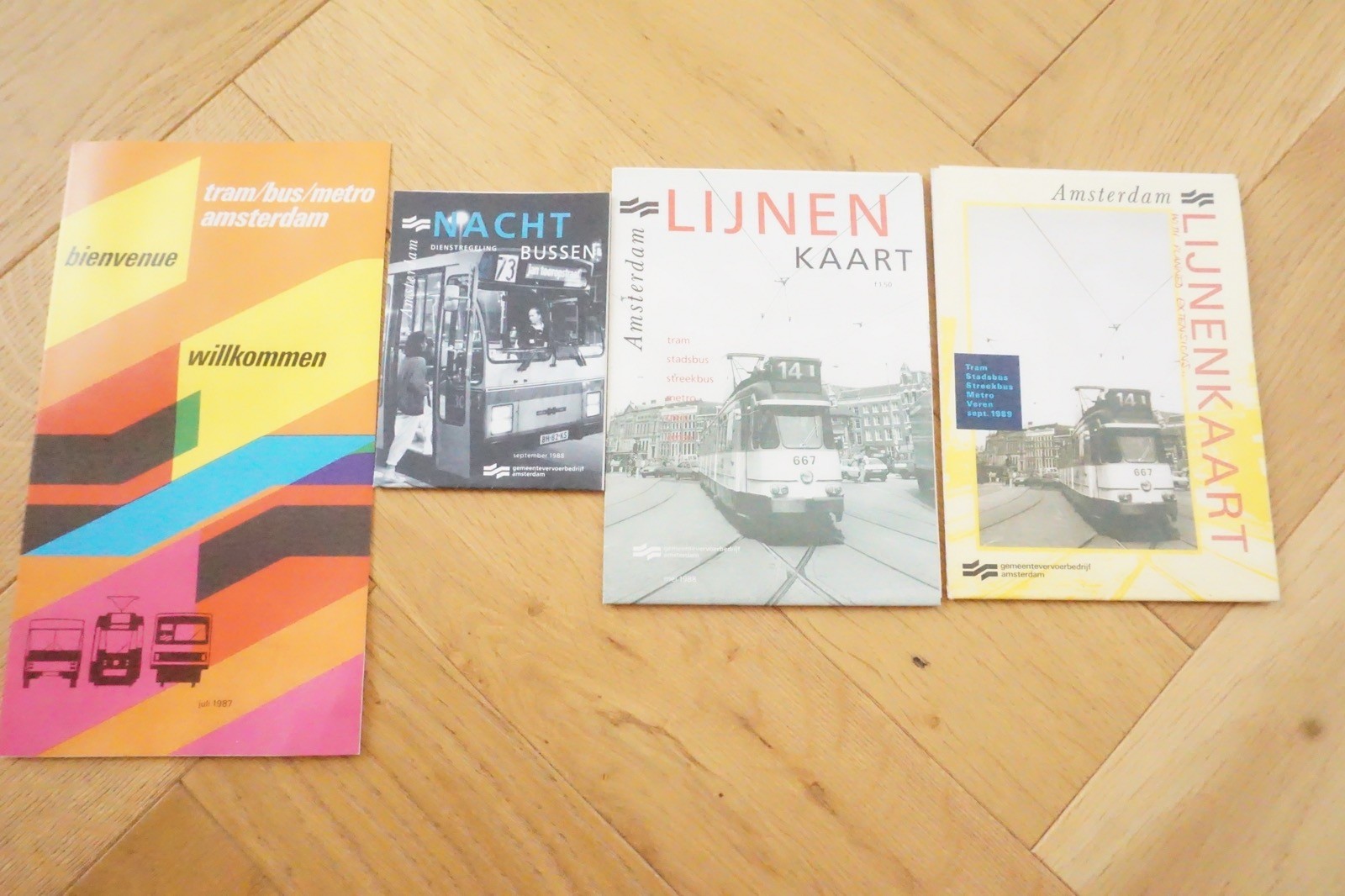 1980s Amsterdam Netherlands GVB Bus Tram Route Map x4