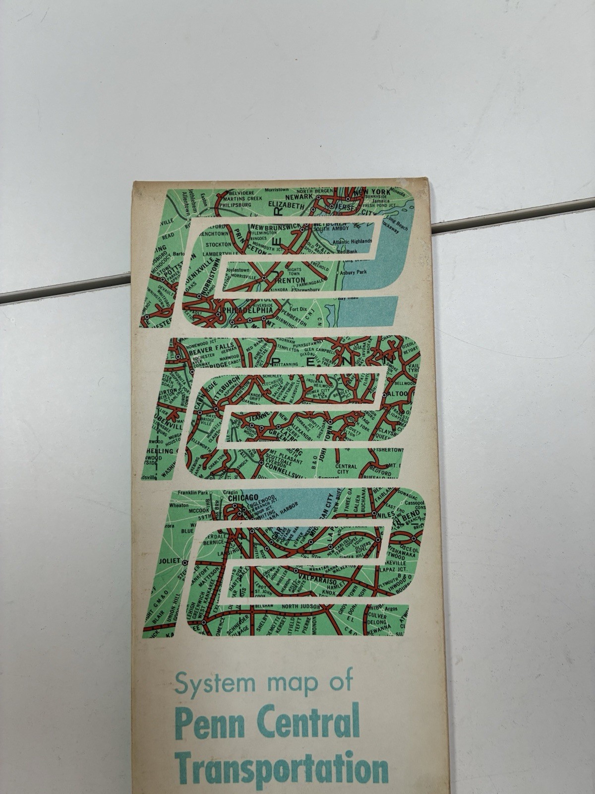 Penn Central 1970 System Map PRR NYC Lines Rand McNally RR Original Folded
