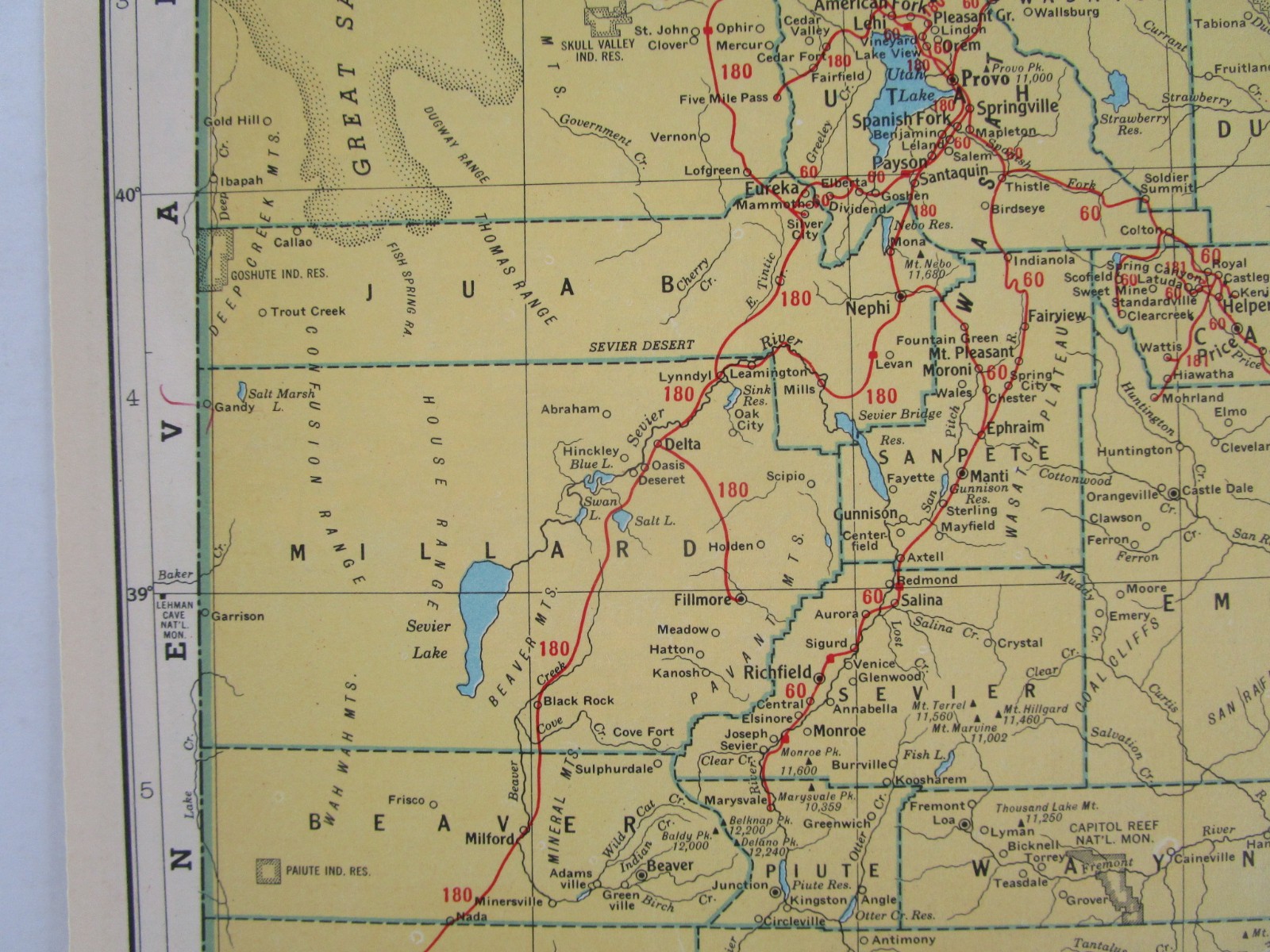 TX UT 1949 TEXAS RAILROAD Map NACOGDOCHES S’EASTRN RR or UTAH 1940s Post WWII