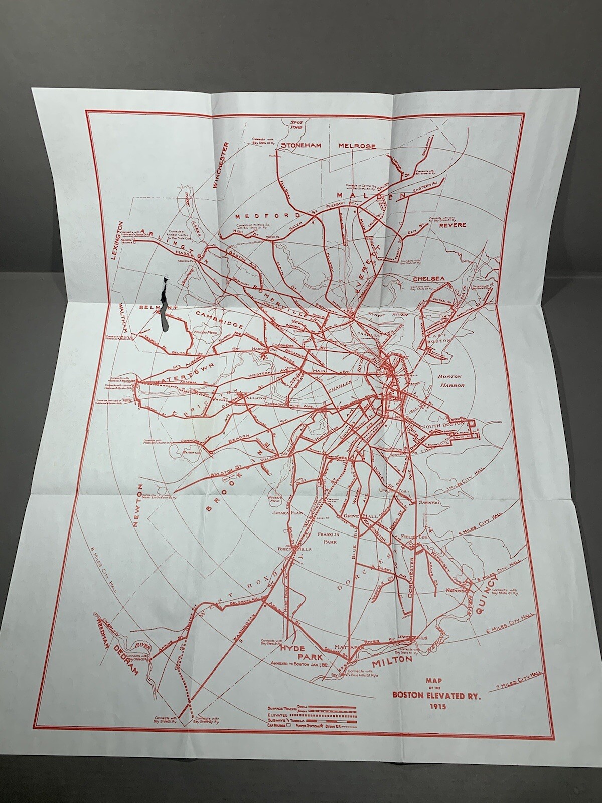 Vintage Street Railways of Massachusetts 1912 Map & Boston Elevated 1915