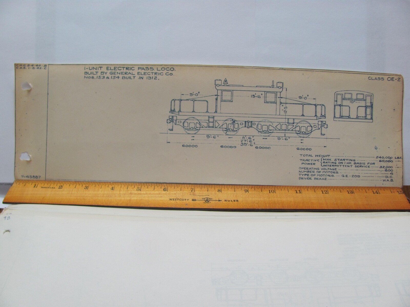 BALTIMORE & OHIO RAILROAD ORIG BLUEPRINT DATA DIAGRAM ELECTRIC LOCOMOTIVES OE-2