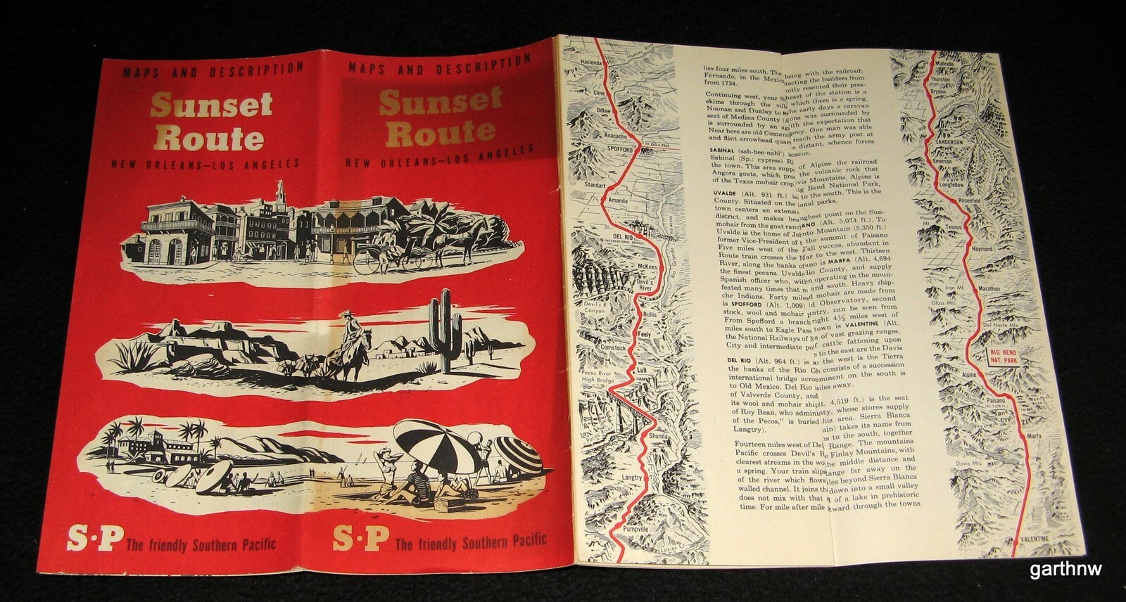 SOUTHERN PACIFIC 1952 SUNSET ROUTE MAPS & DESCRIPTION NEW ORLEANS – LOS ANGELES