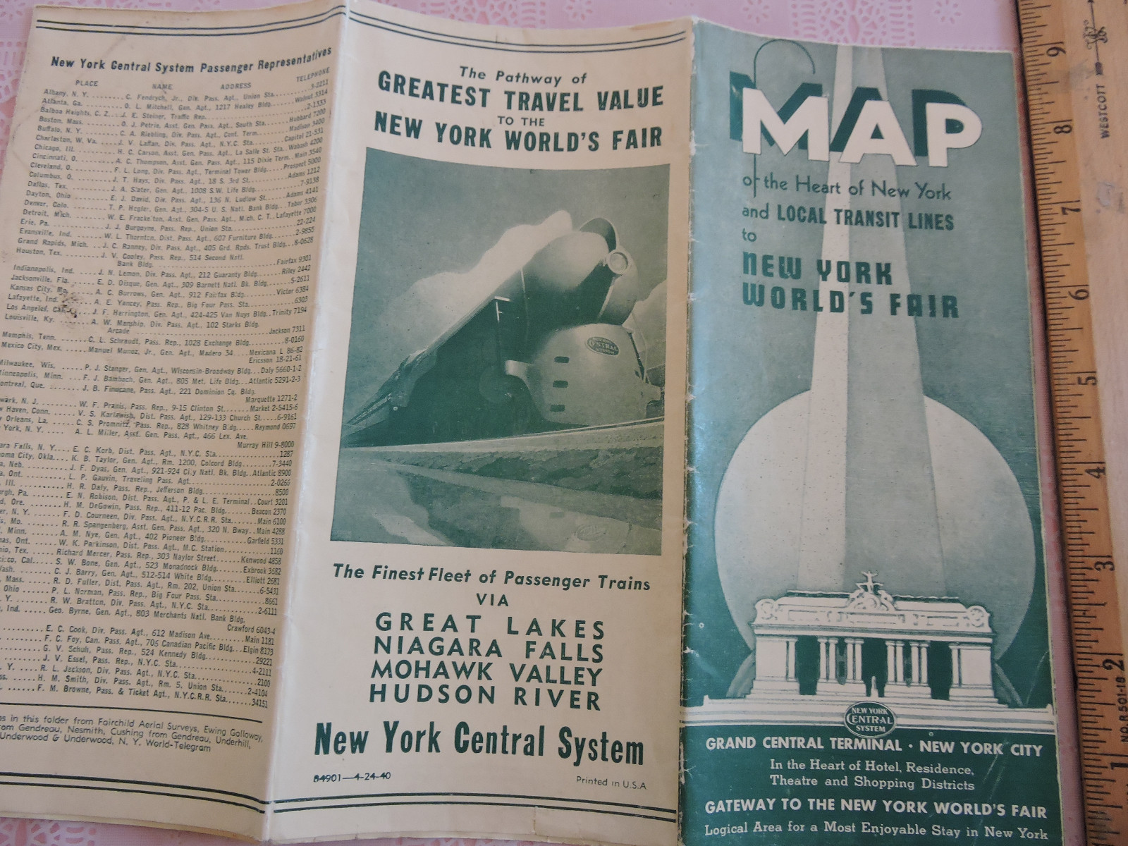 Foldout 1939 Transit Grand Central Terminal New York City Subway Map NYC Bus IRT