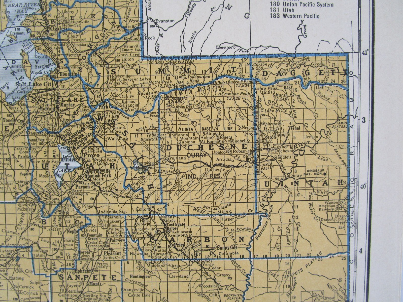 UT TX 1939 UTAH RAILROAD Map. DEEP CREEK RR or TEXAS. SAN BENITO & RIO GRANDE