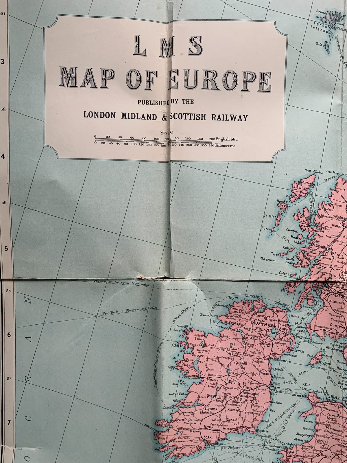 LMS Map Of Europe showing LMS routes to the continent