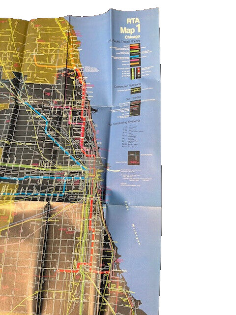 RTA Map of Northeastern Illinois 1977 vintage Chicago train & bus routes