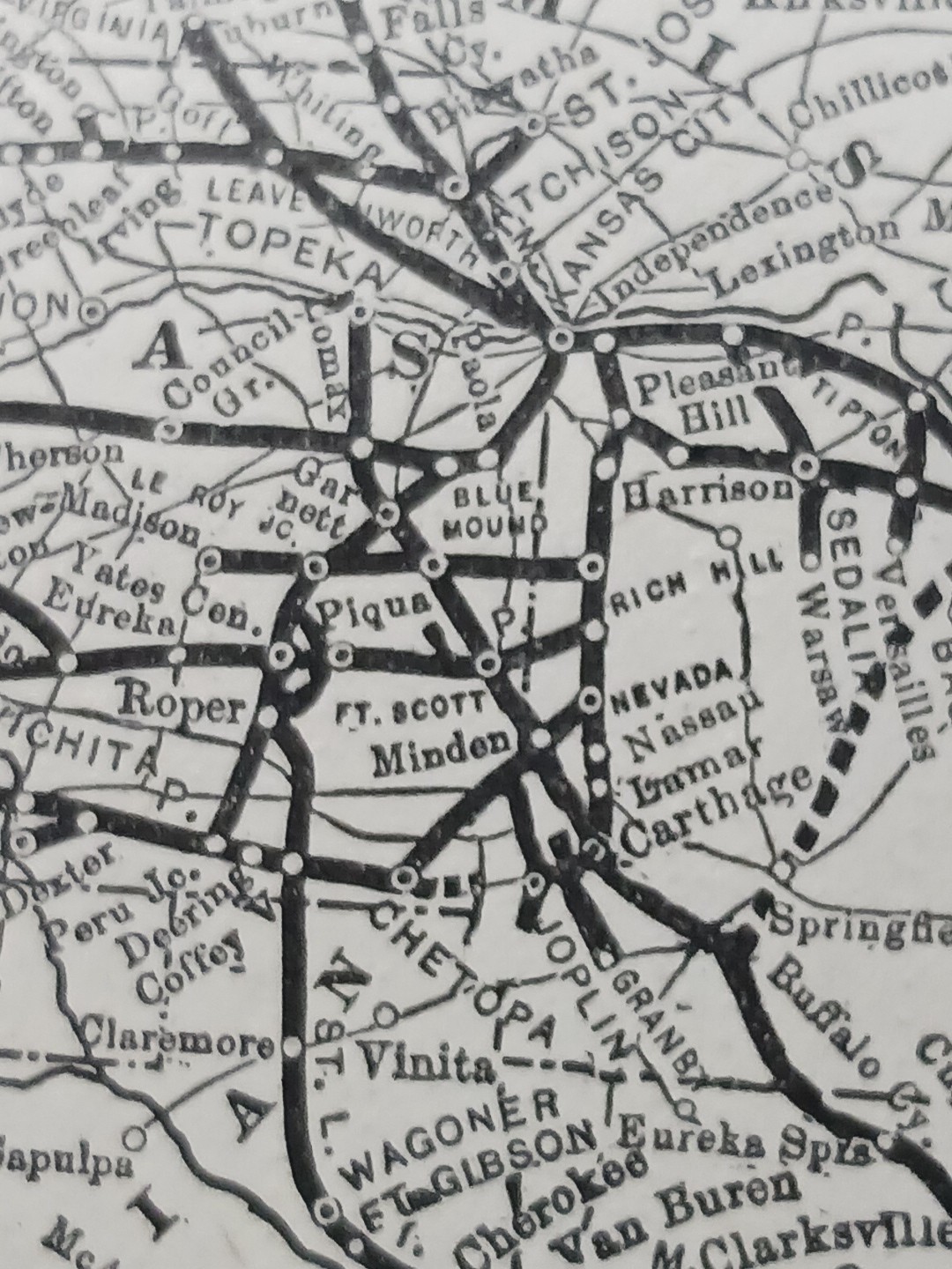 ~1904 Train Route Map MISSOURI PACIFIC RAILWAY Lines Great Northern Railroad
