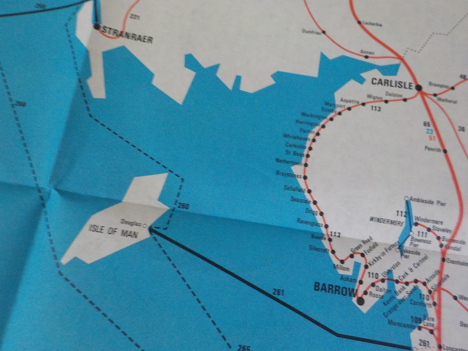Map British Rail Passenger Network 1983-1984 International Passenger Network