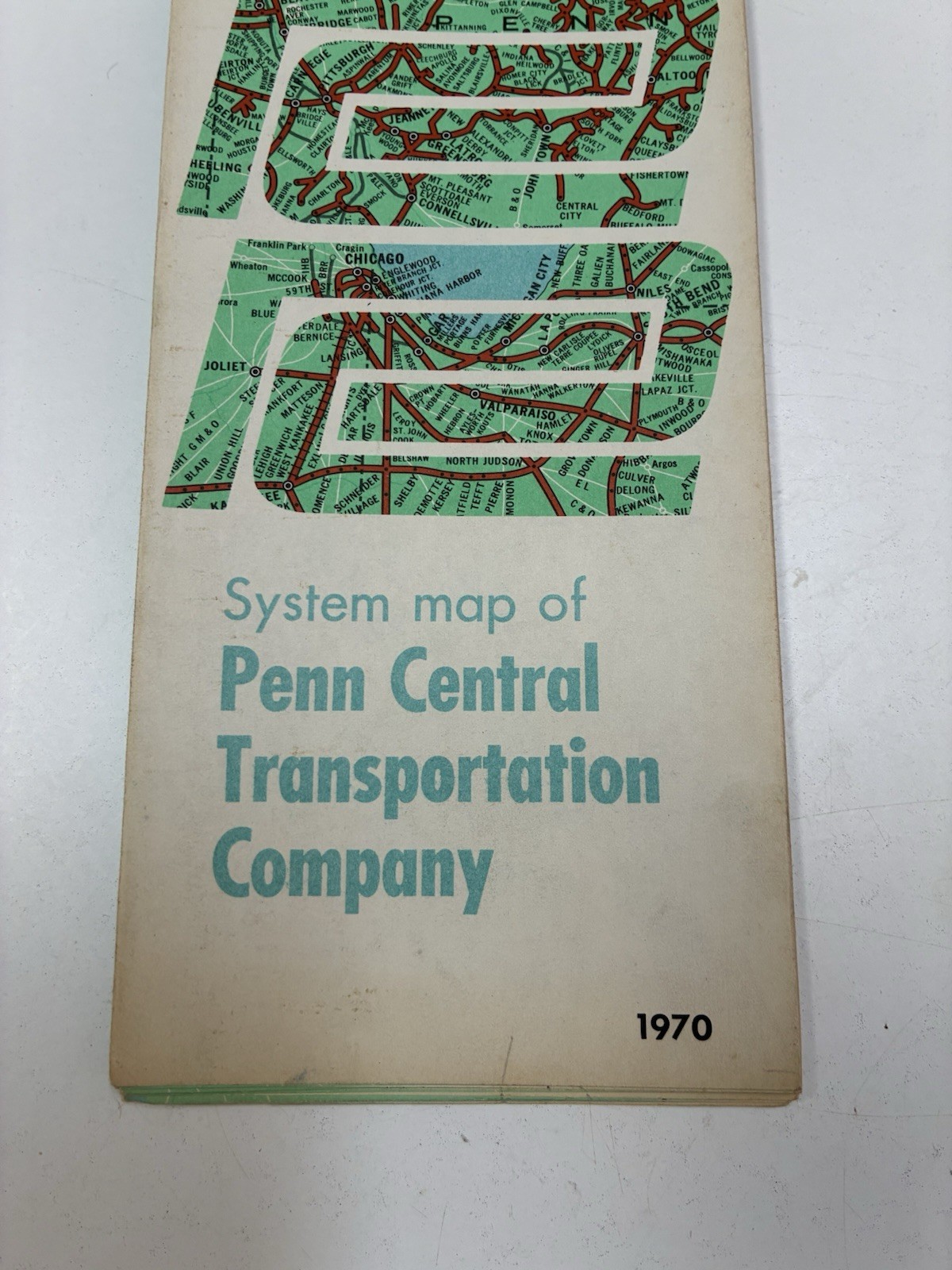 Penn Central 1970 System Map PRR NYC Lines Rand McNally RR Original Folded