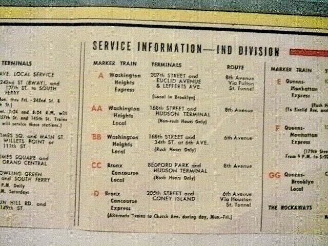 HAGSTROM’S MAP OF NEW YORK SUBWAYS ELEVATED LINES 1958 SOFT COVER FOLDED $.50