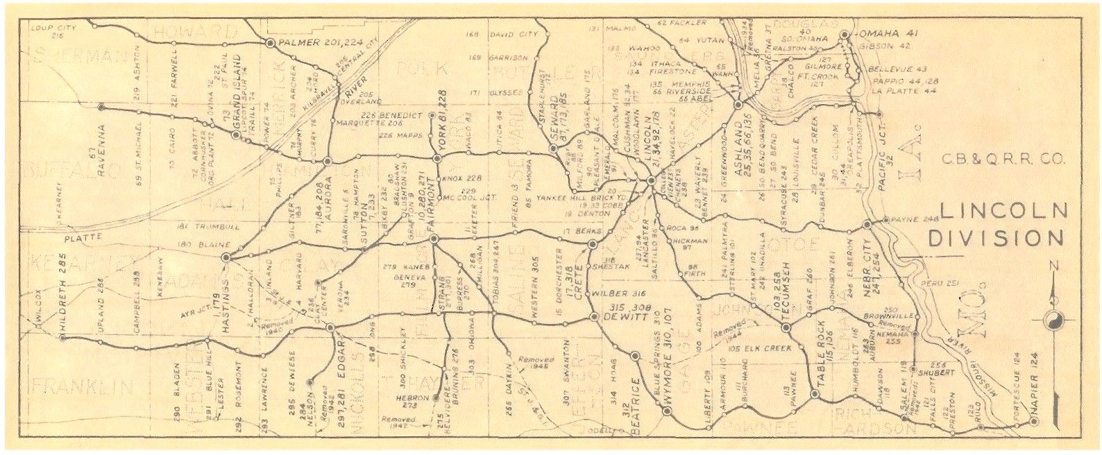 CB & Q RR Burlington1967 Lincoln-Wymore-Omaha Lines Track Chart PDF Pages on DVD