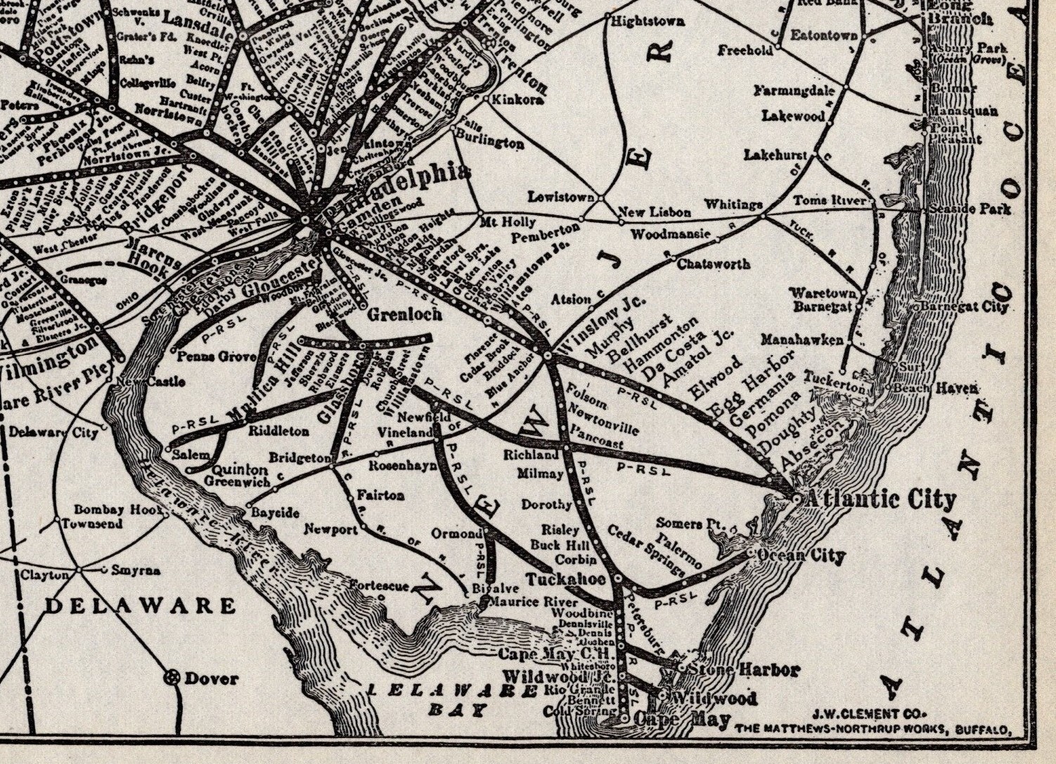 1933 Antique Reading Railway Map Vintage Reading Lines Railroad Map 2208