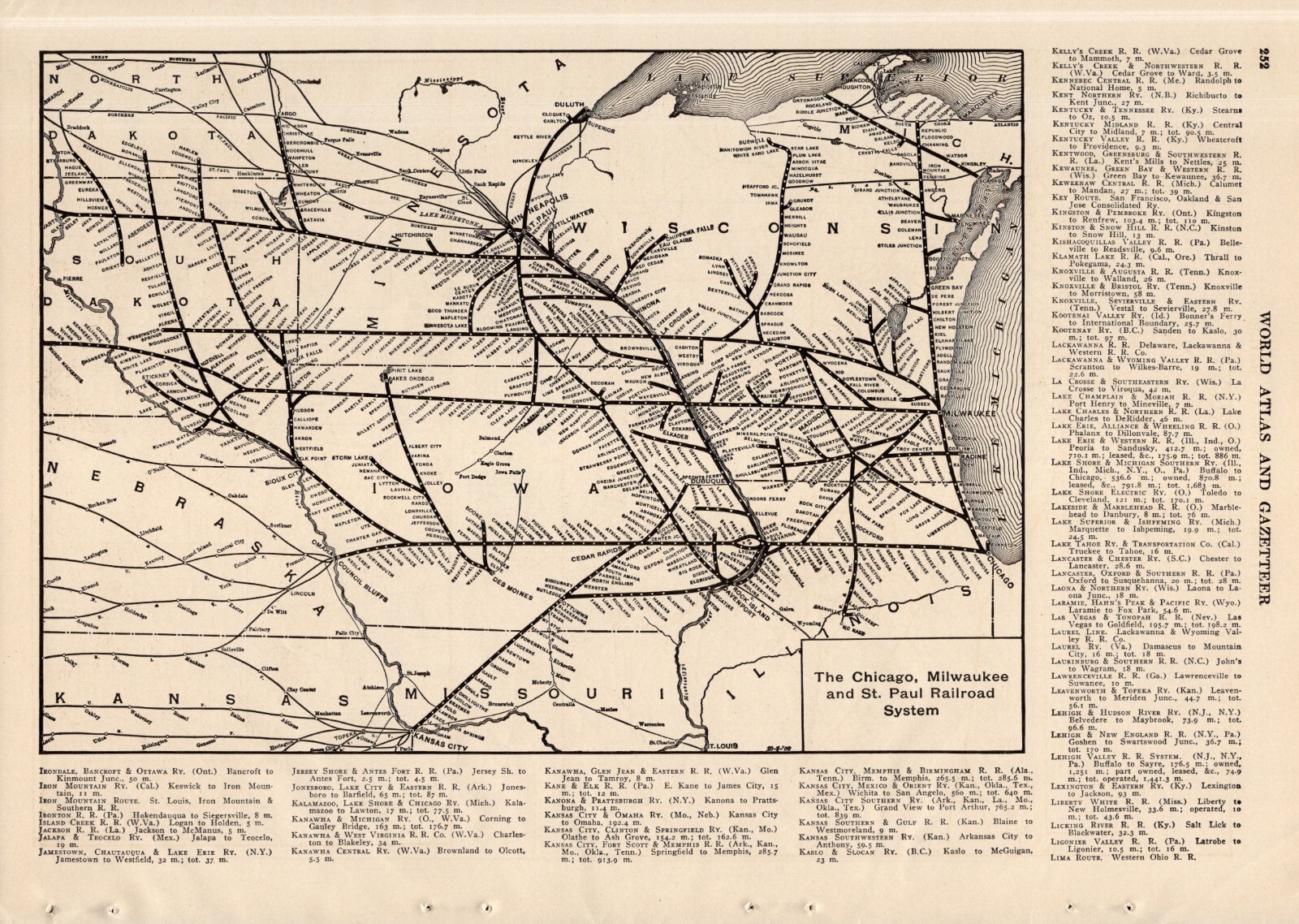 1906 Antique Chicago Milwaukee St Paul Railroad Map Vintage Railway Map #1908