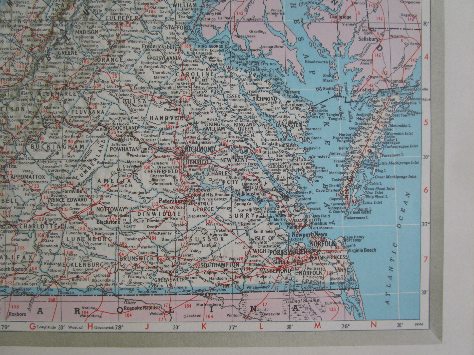 VA VT 1951 VIRGINIA RAILROAD Map NELSON & ALBEMARLE RR or VERMONT, RUTLAND RR