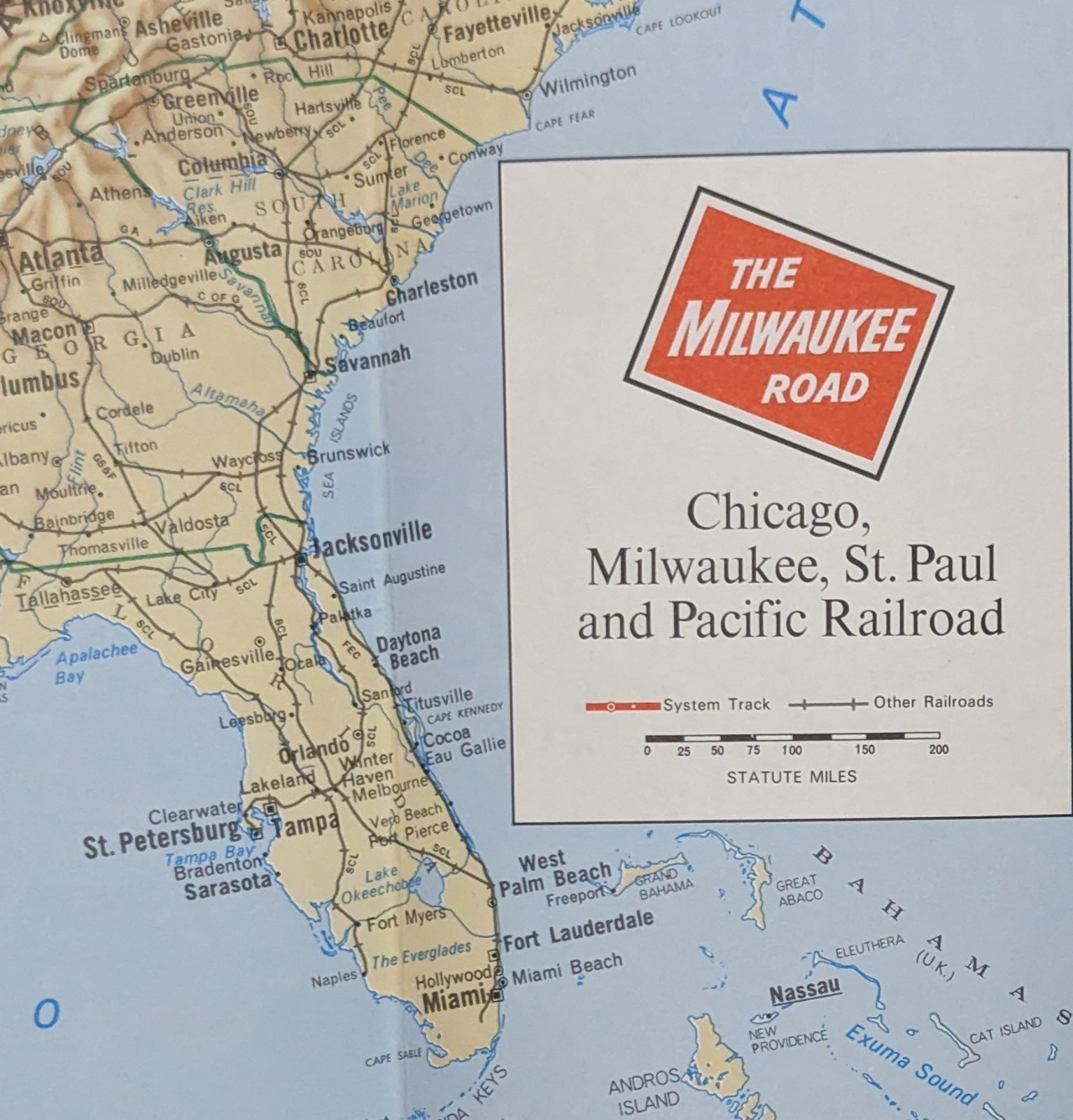 ***VINTAGE 1973 MILWAUKEE ROAD RAILROAD U.S.A. SYSTEM MAP W/ STATION LISTS***