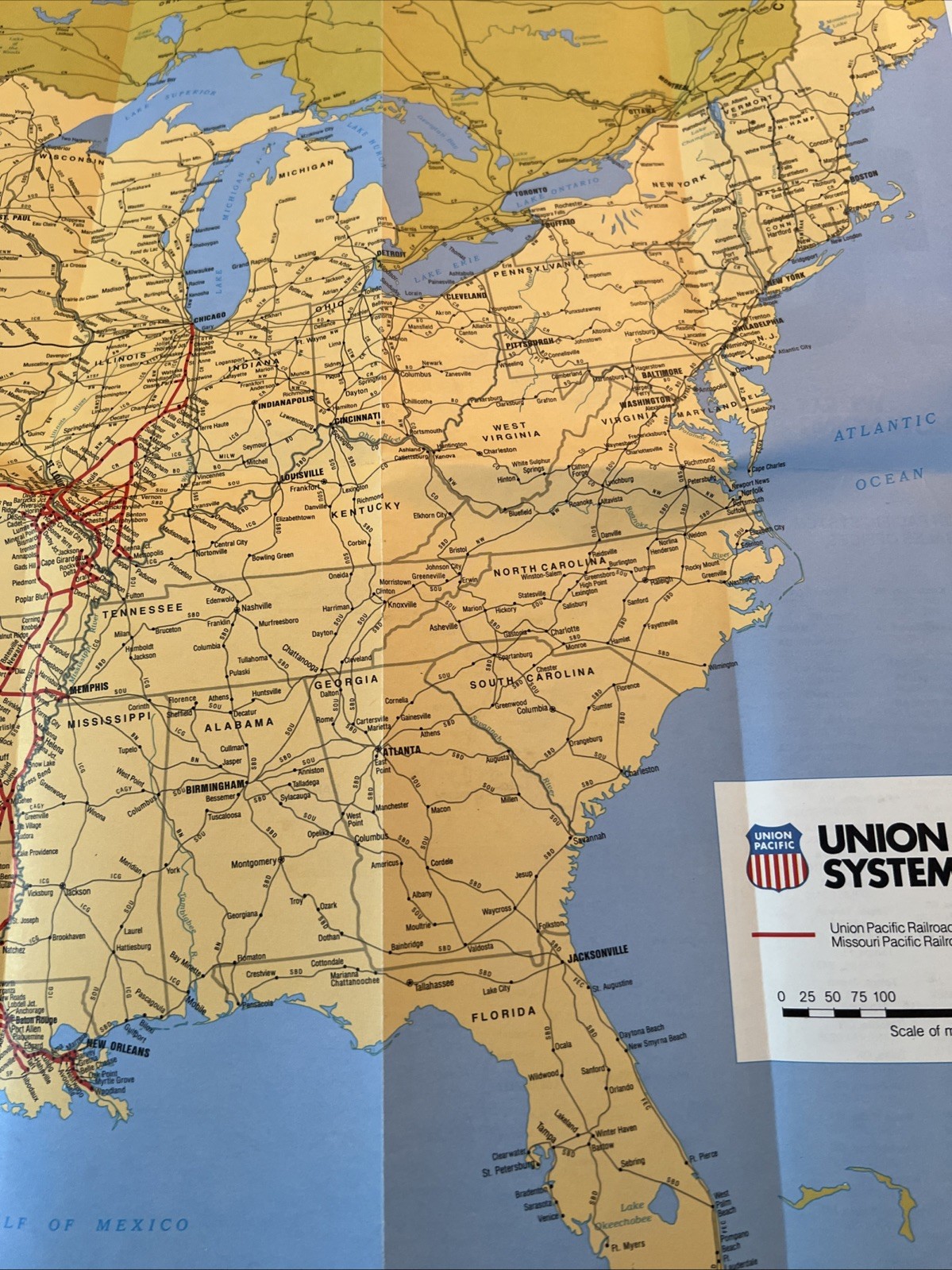 Union Pacific Railroad 1984 System Map  (Union Pacific RR / Missouri Pacific RR)