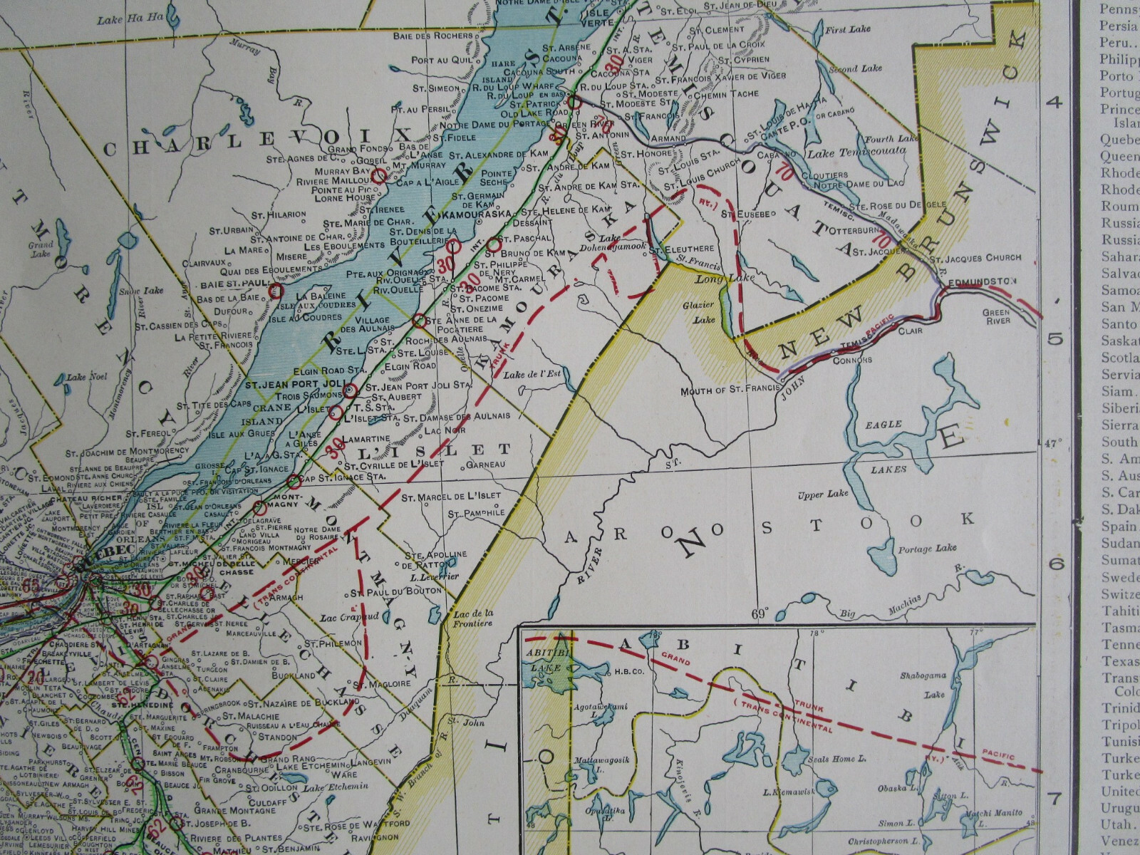1910 QUEBEC STEAM, INTERURBAN ELECTRIC RAILROAD Map. CANADA 1900s PHILIPSBURG RR